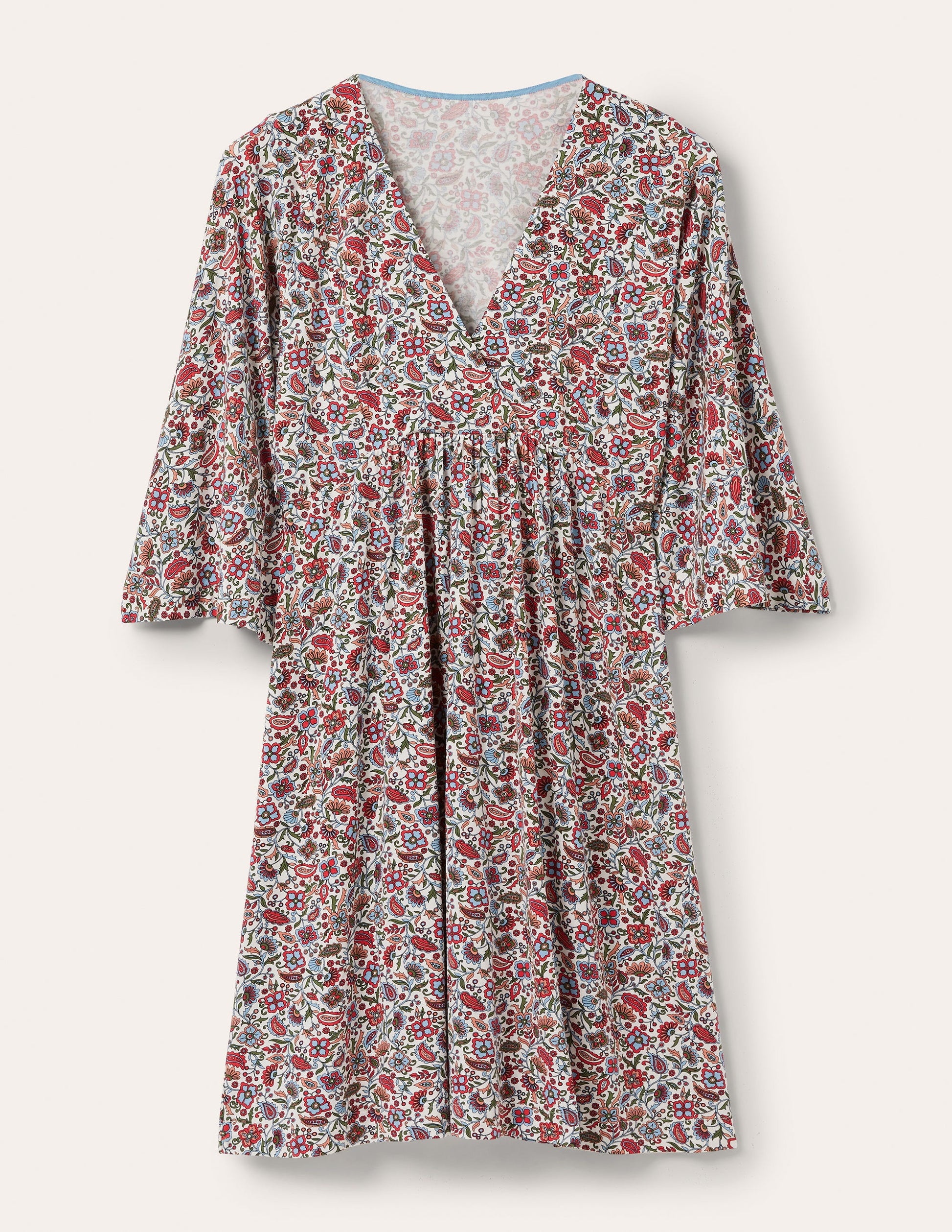 Easy Jersey Empire Mini Dress-Ivory, Oriental Paradise-5