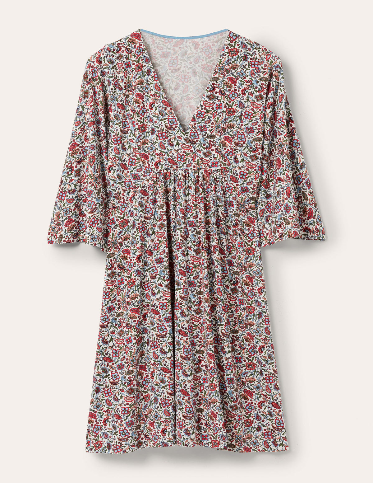Easy Jersey Empire Mini Dress-Ivory, Oriental Paradise - Image 5
