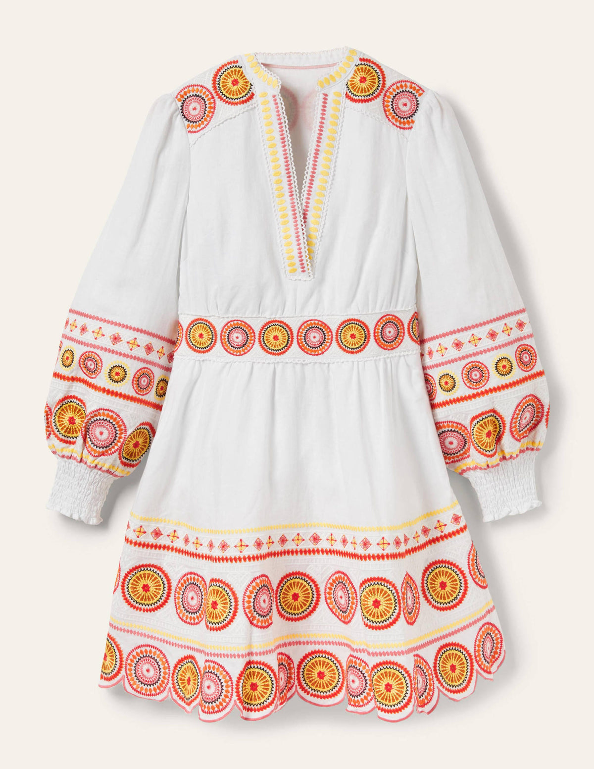 Tamsin Embroidered Mini Dress-Ivory, Tonal - Image 6
