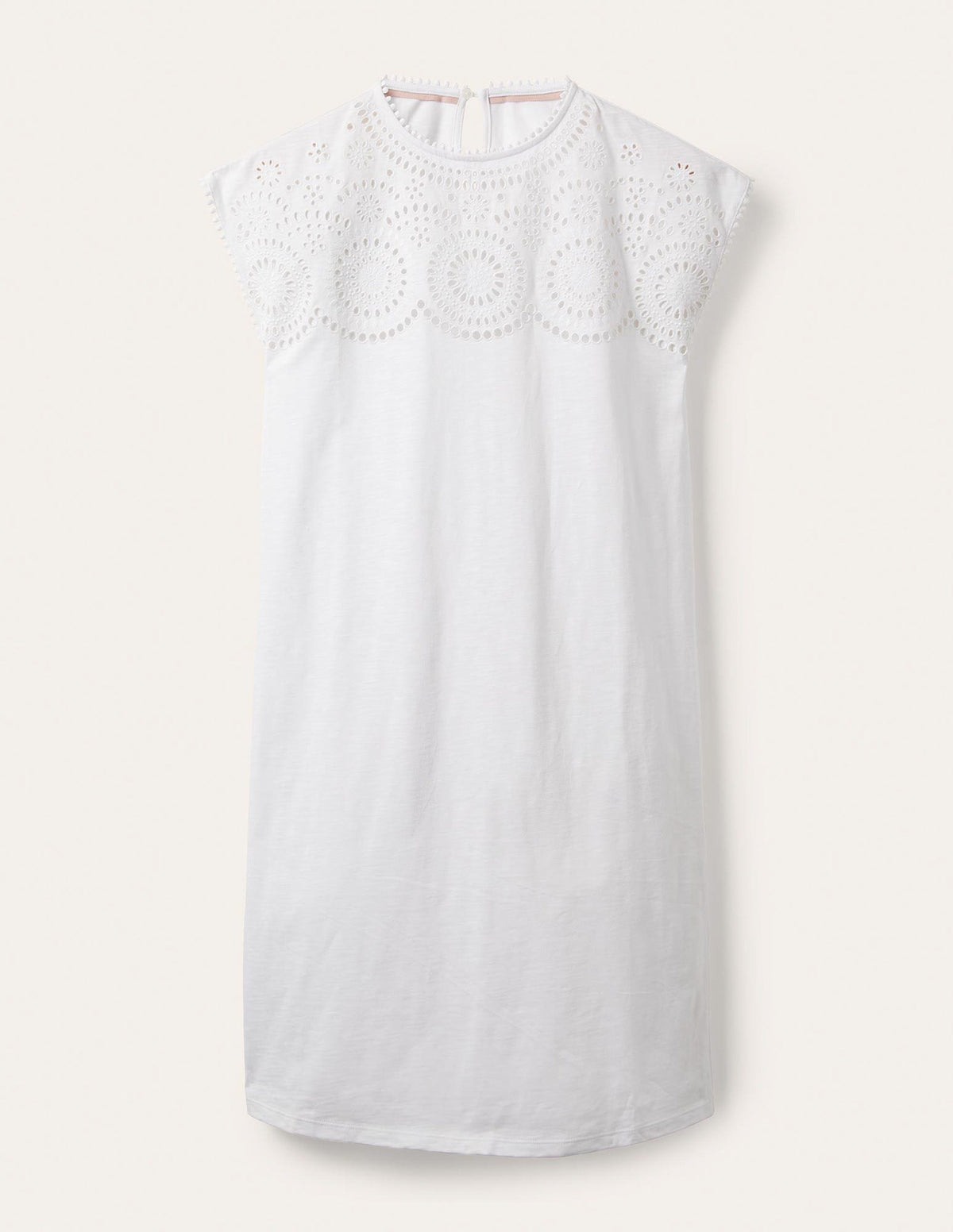 Cutwork Jersey T-shirt Dress-White - Image 5