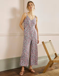 Lola Strappy Linen Jumpsuit-Radish, Oriental Paradise