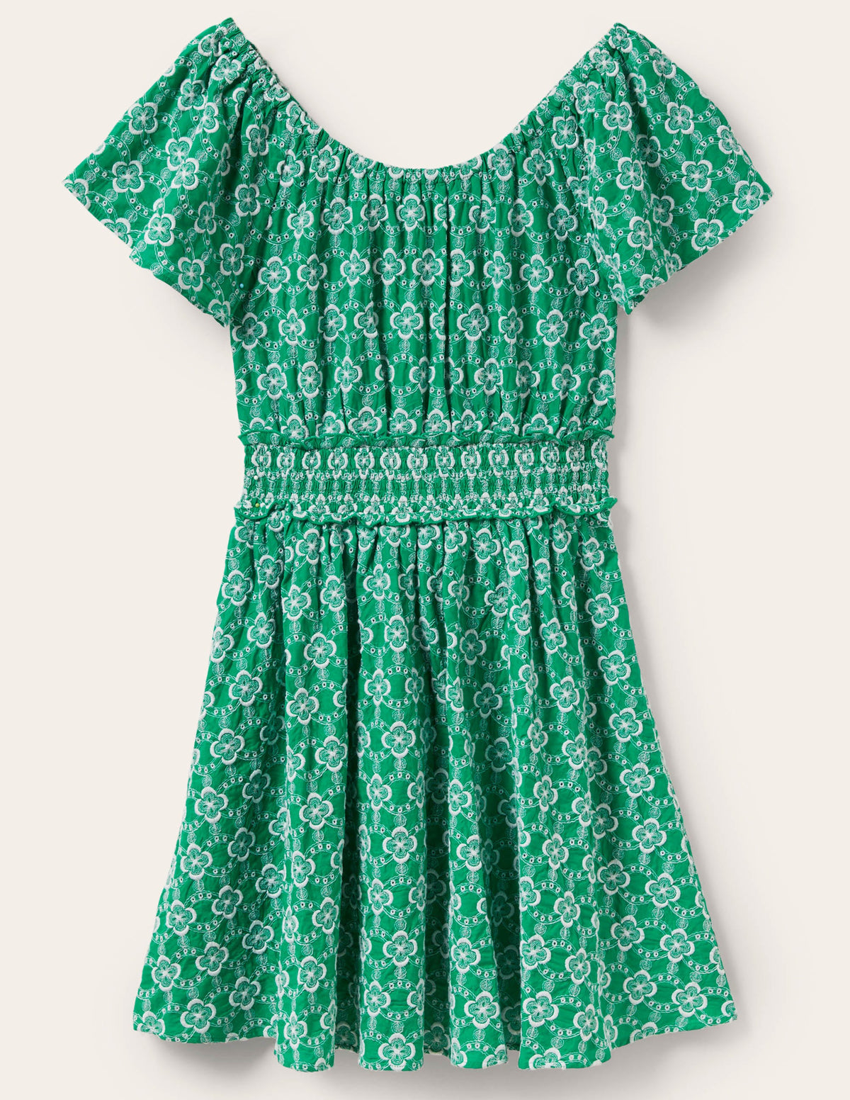 Scoop Neck Embroidered Dress-Green Geo-6