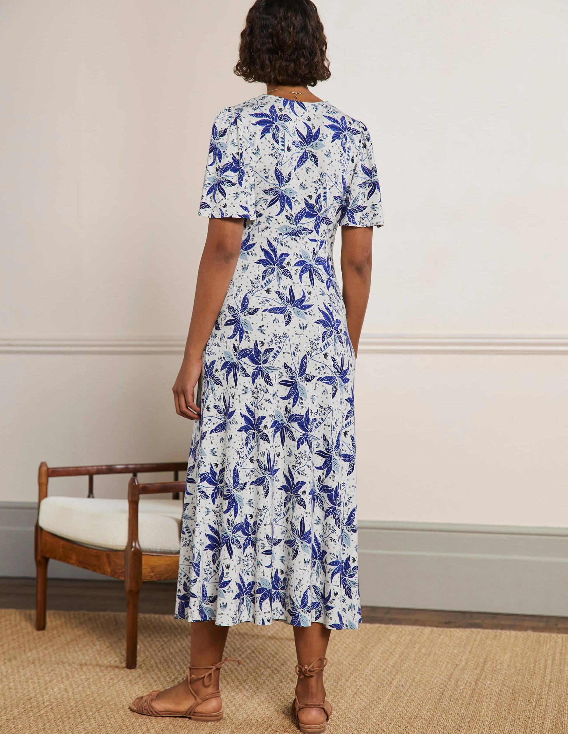 Jersey Midi Tea Dress-Blue, Oriental Cascade-3