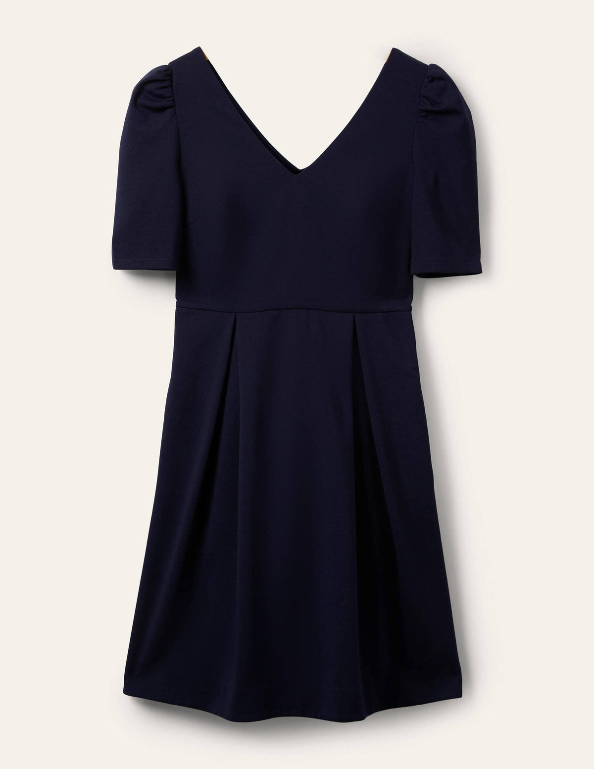 Puff Shoulder Jersey Dress-Navy - Image 6