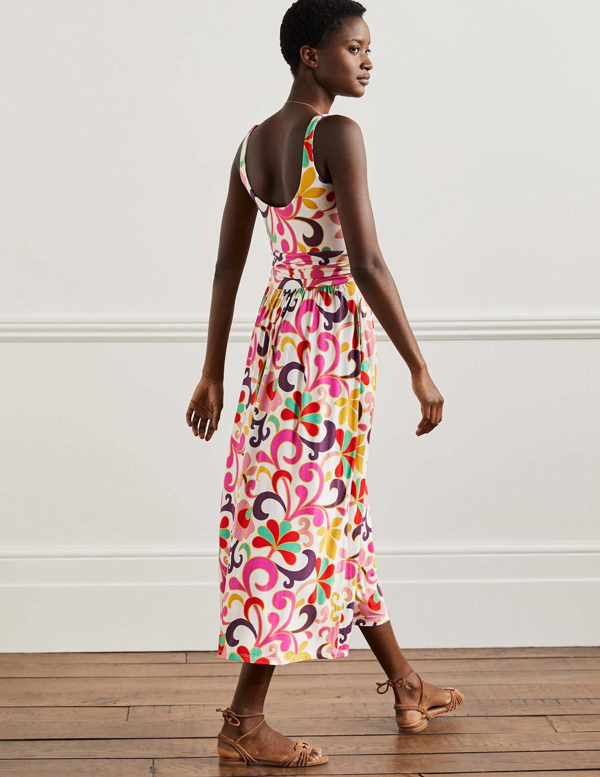 Scoop Neck Jersey Midi Dress-Multi, Abstract Petal-6
