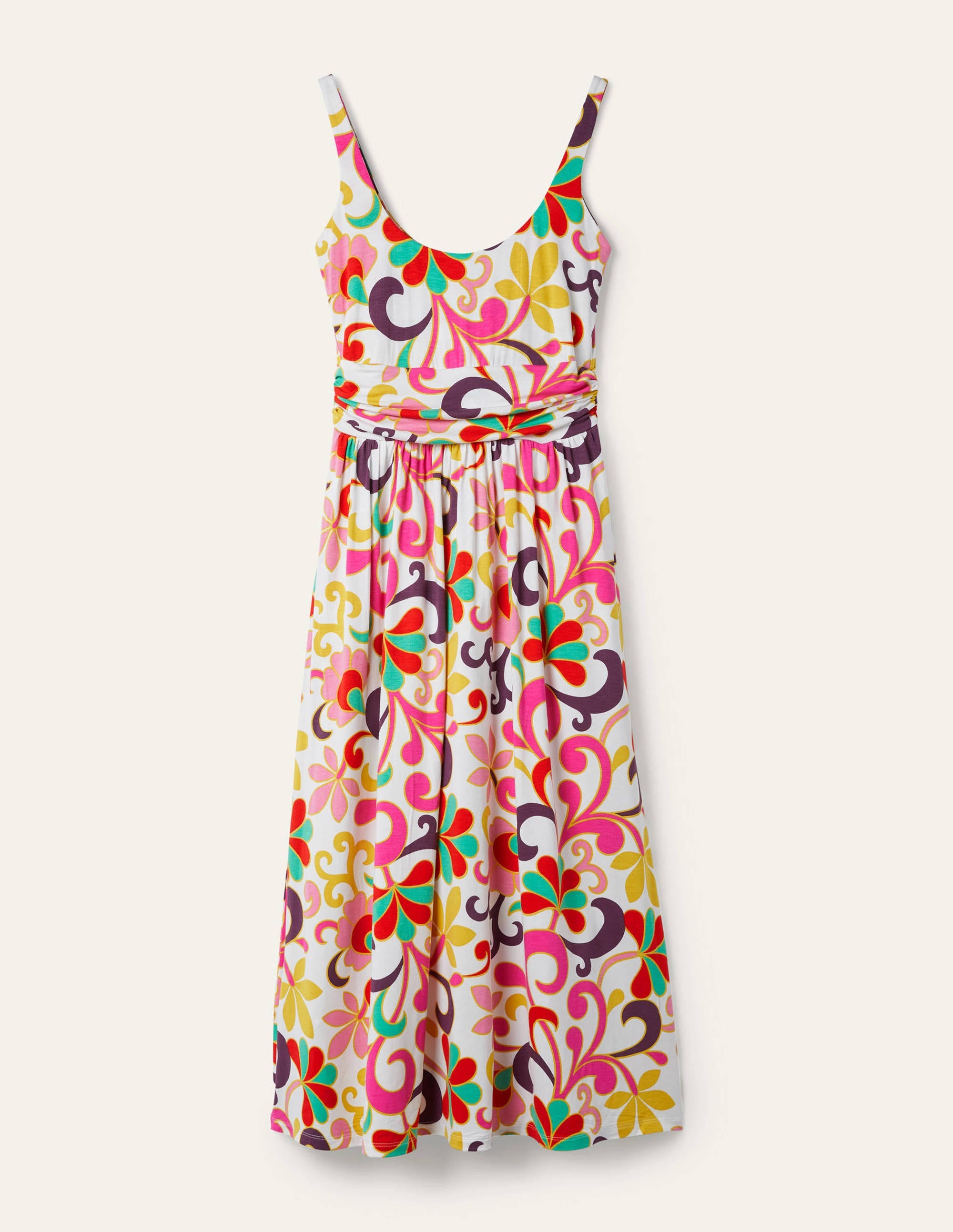 Scoop Neck Jersey Midi Dress-Multi, Abstract Petal - Image 8