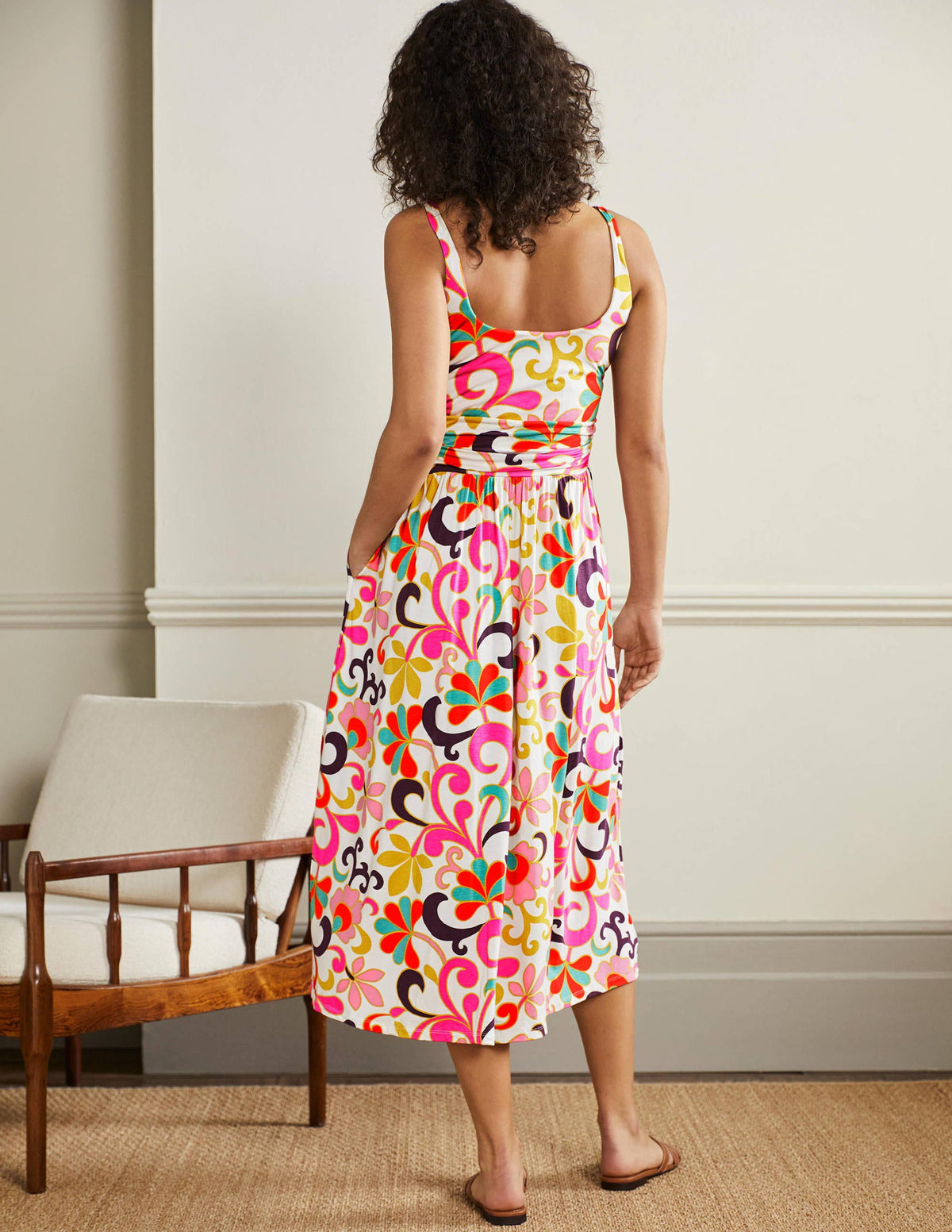 Scoop Neck Jersey Midi Dress-Multi, Abstract Petal-3