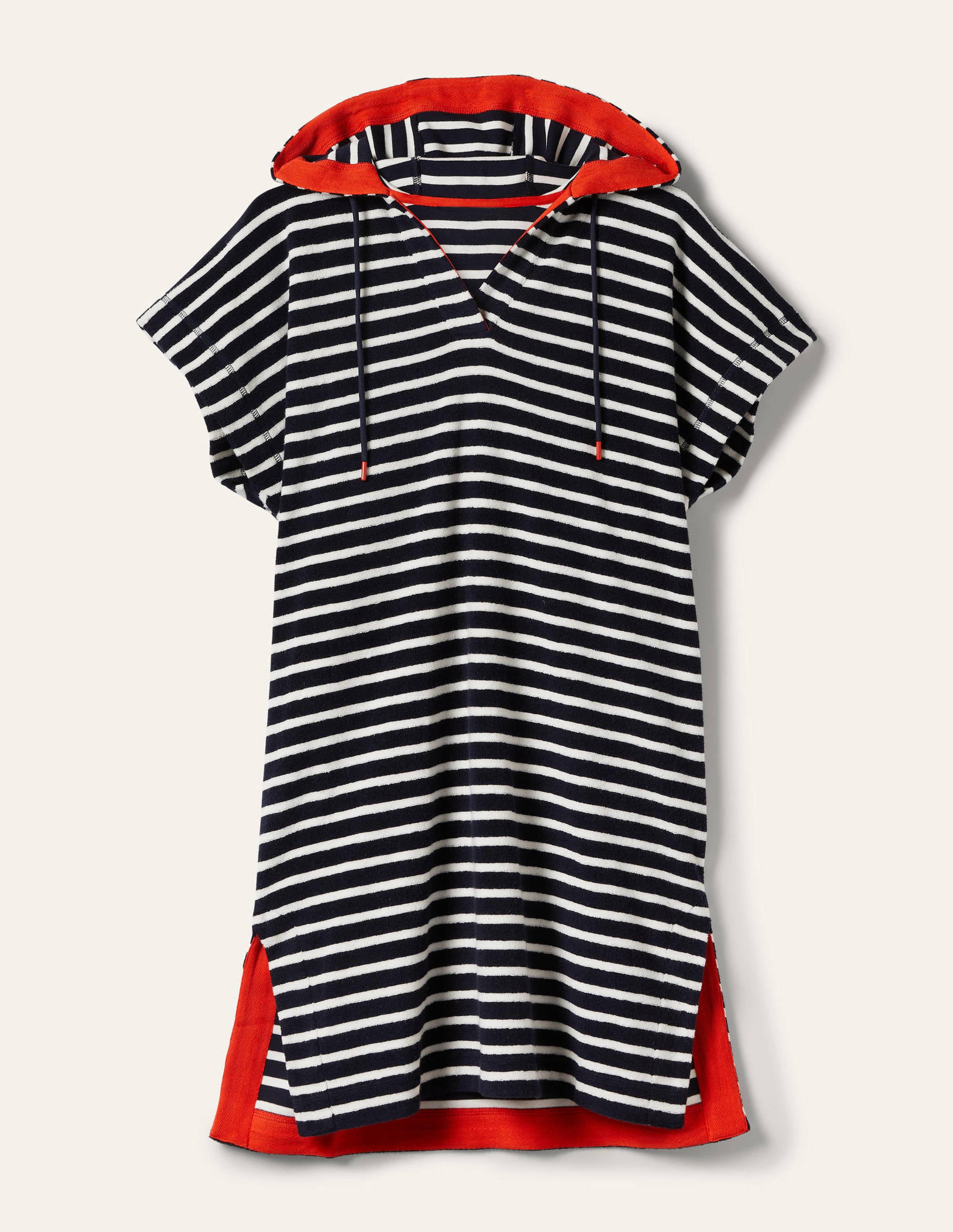 Erica Hooded Towelling Dress-French Navy and Ivory Stripe - Image 5