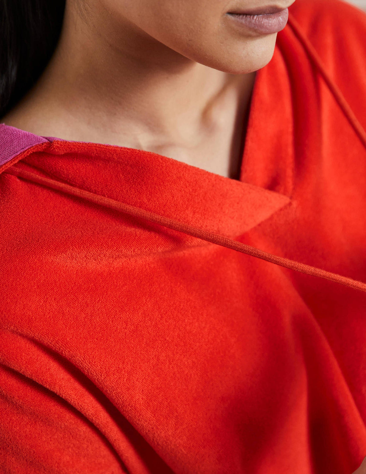 Erica Hooded Towelling Dress-Papaya-5