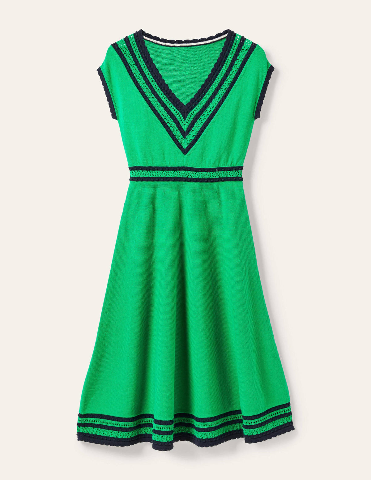 Trim Detail Knitted Midi Dress-Rich Emerald - Image 5