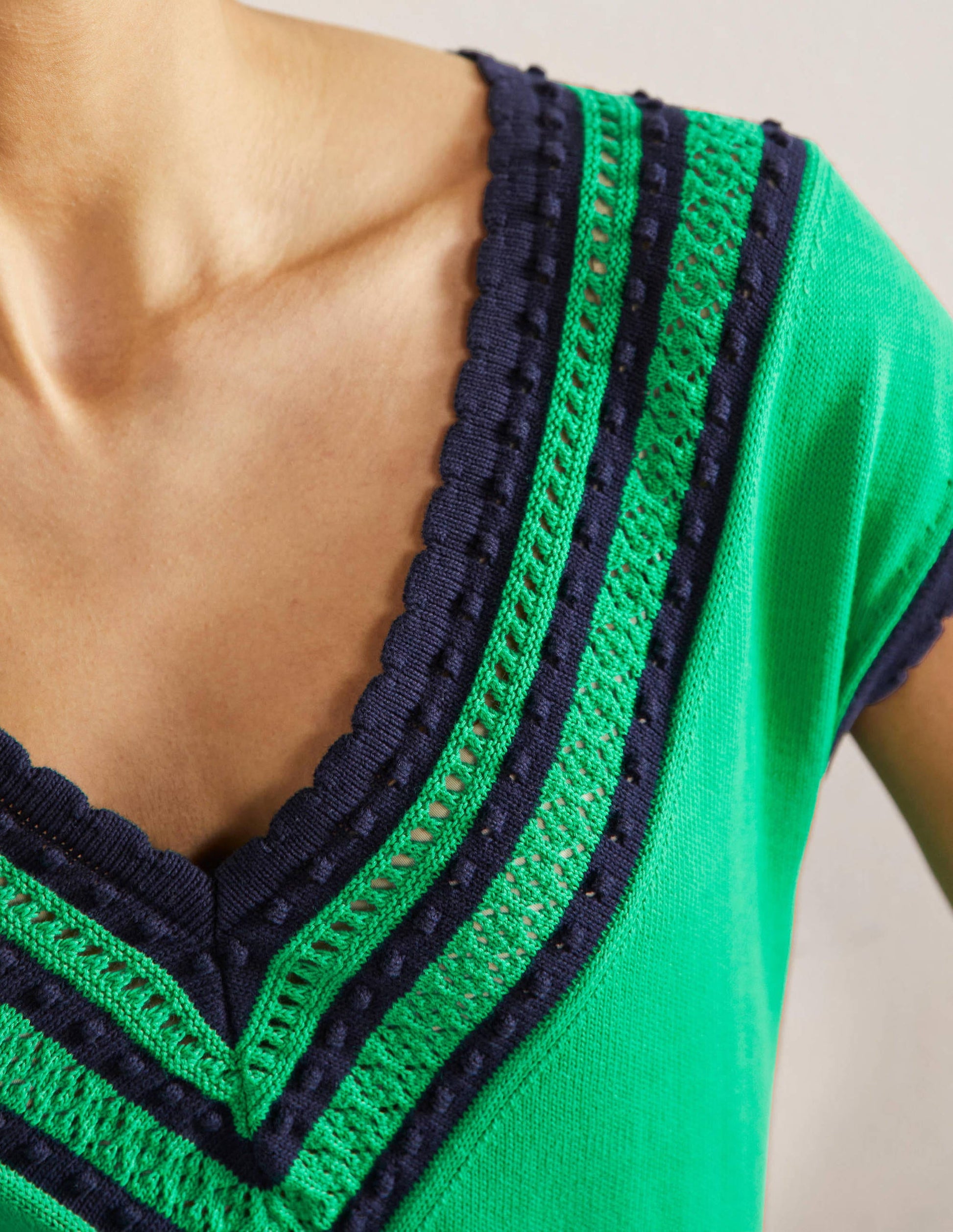 Trim Detail Knitted Midi Dress-Rich Emerald-2