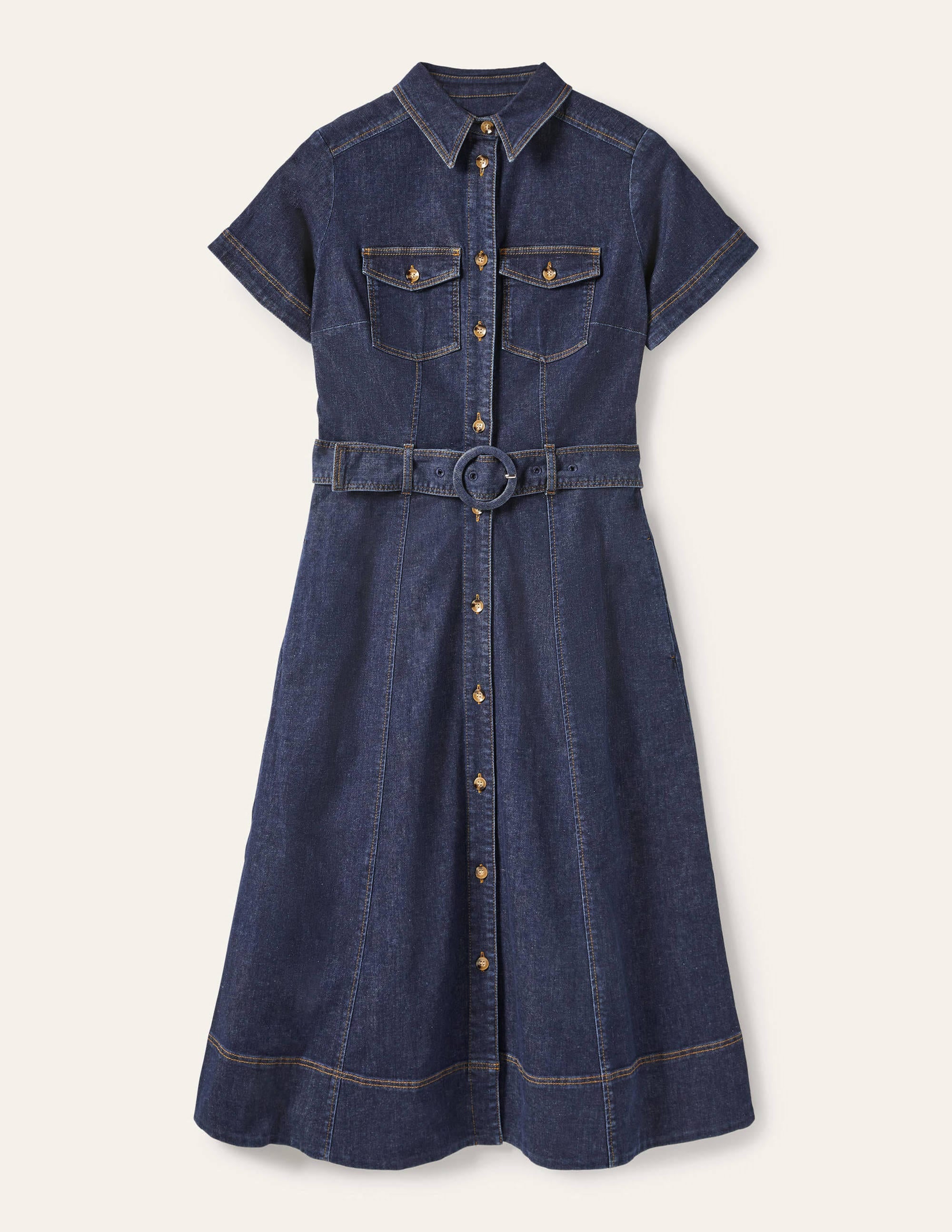 Belted Midi Shirt Dress-Mid Vintage - Image 6