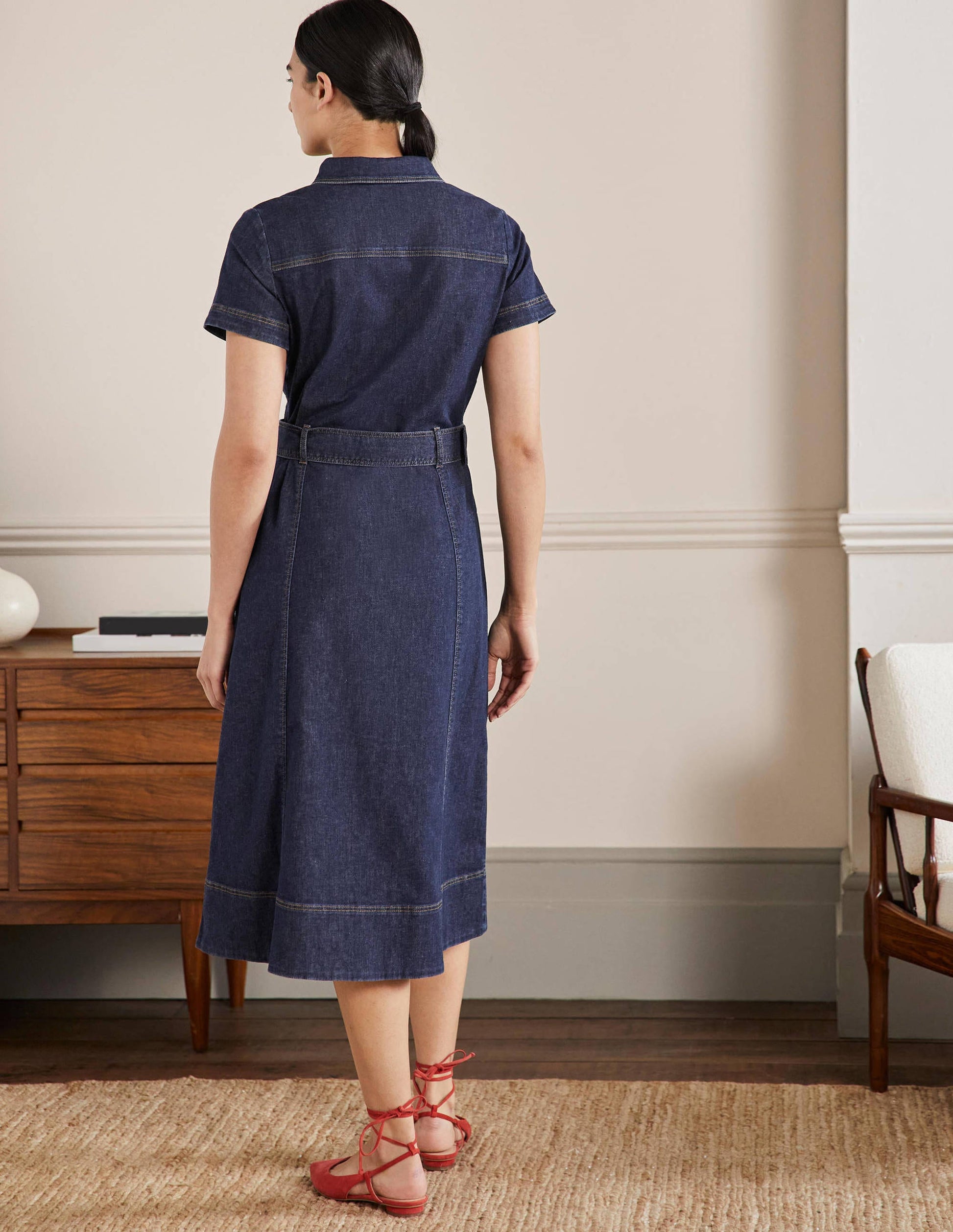 Belted Midi Shirt Dress-Mid Vintage-3