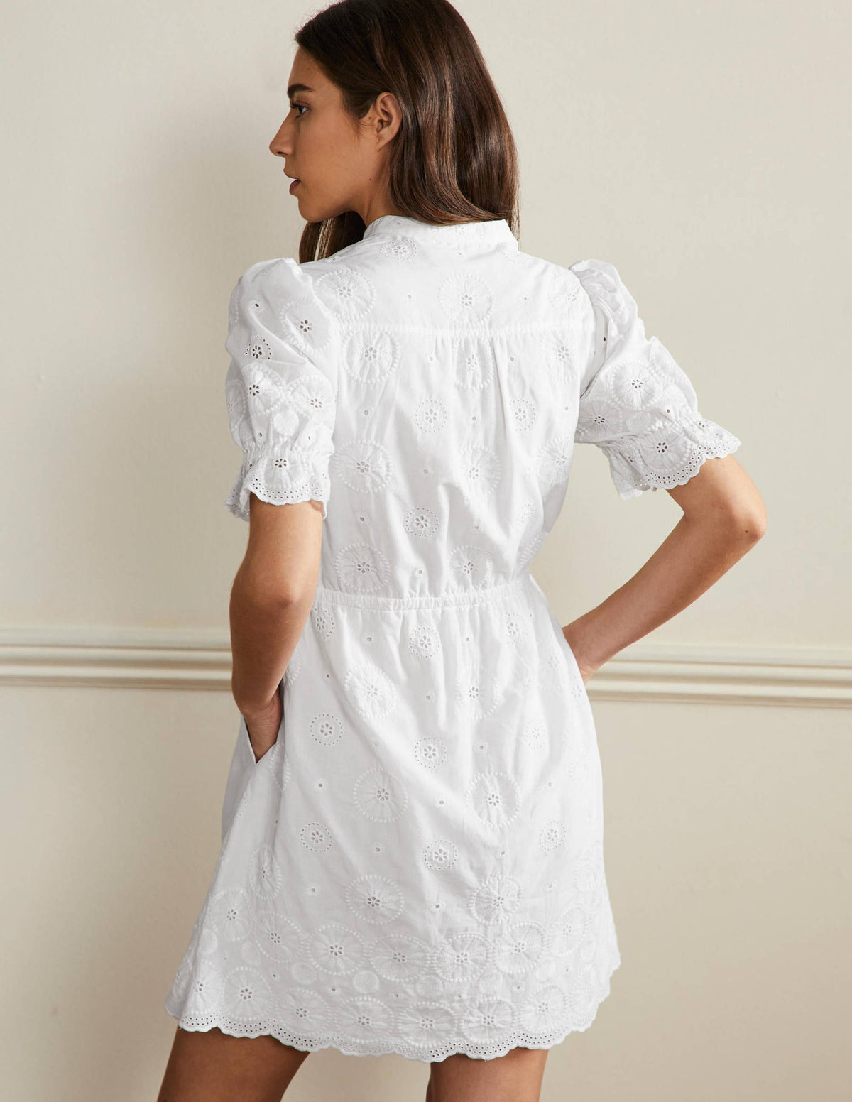 Puff Sleeve Broderie Dress-White-3