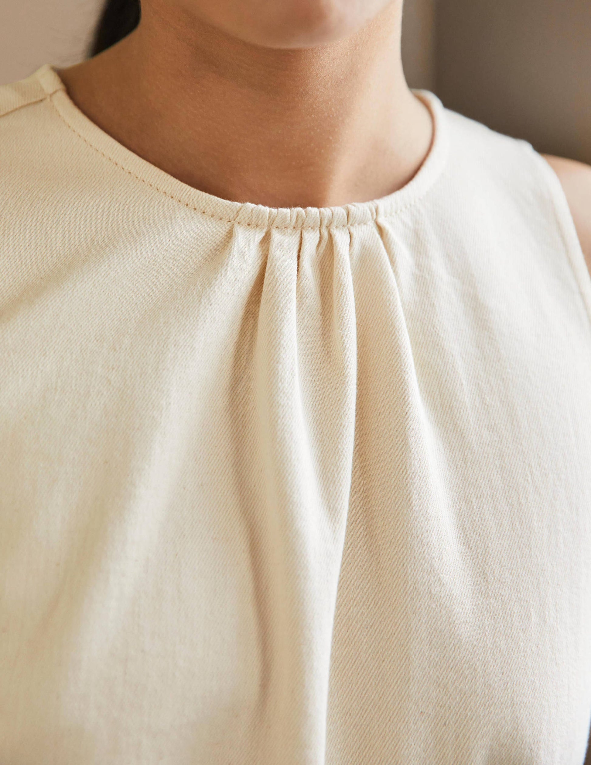 Sleeveless Belted Midi Dress-Ecru-2