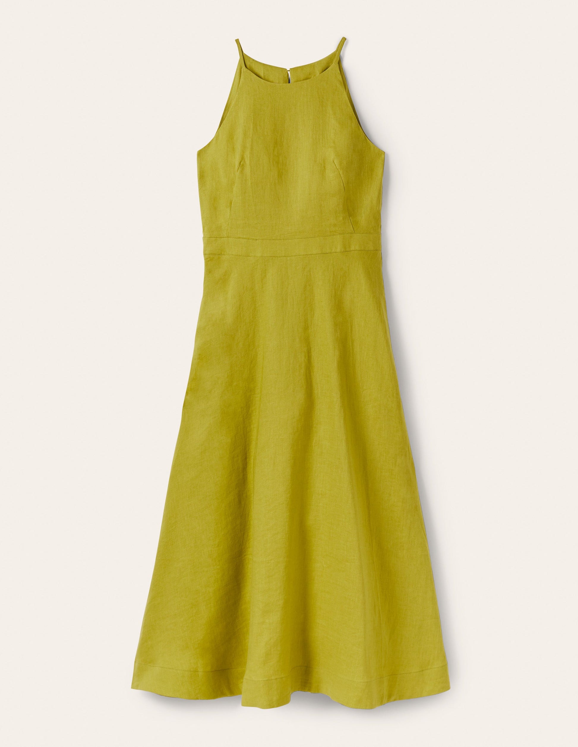 Halterneck Linen Midi Dress-Starfruit-8