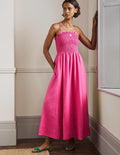 Strapless Linen Midi Dress-Pop Pansy