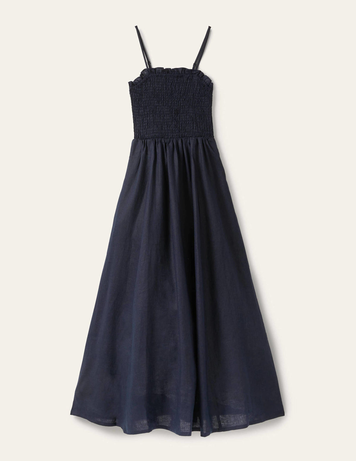 Strapless Linen Midi Dress-Navy-7