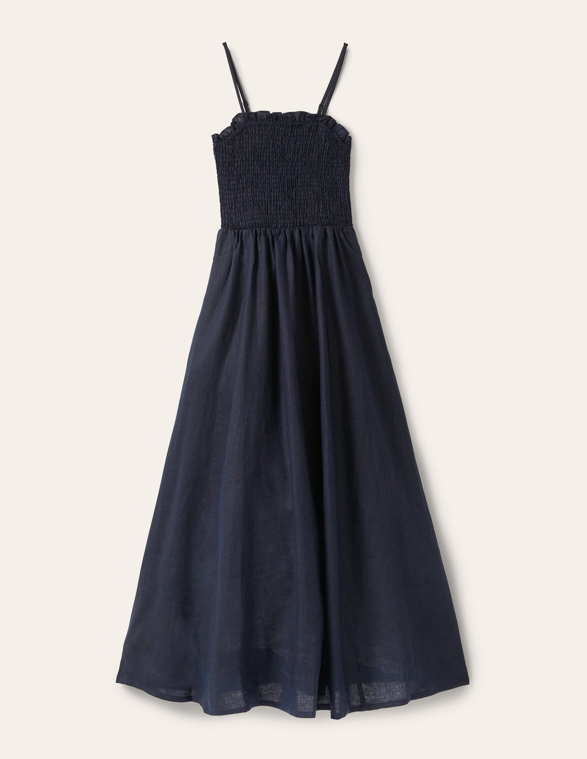 Strapless Linen Midi Dress-Navy - Image 8