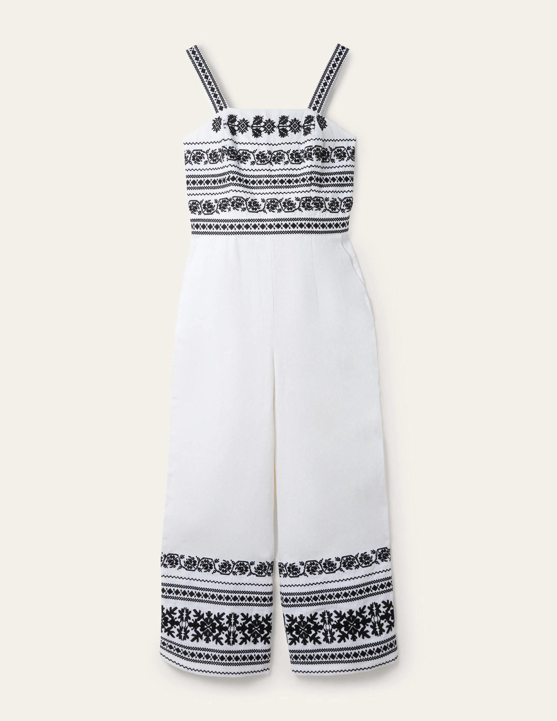Embroidered Strappy Jumpsuit-Ivory-7