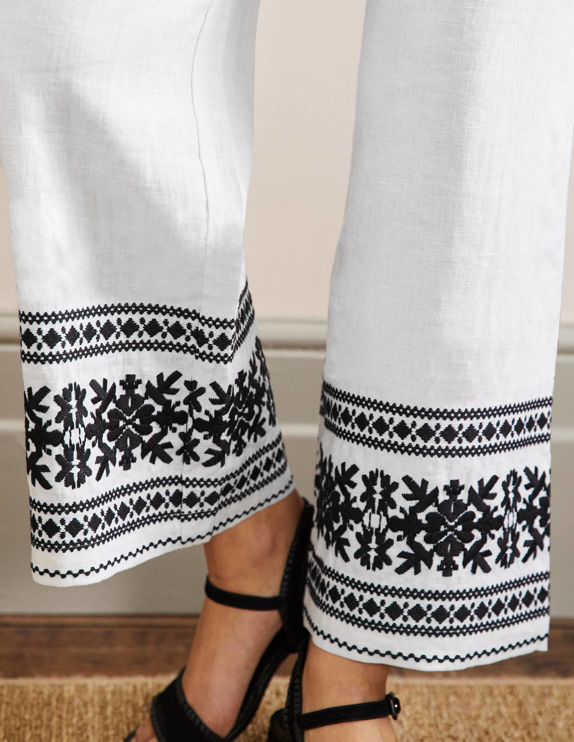 Embroidered Strappy Jumpsuit-Ivory - Image 2