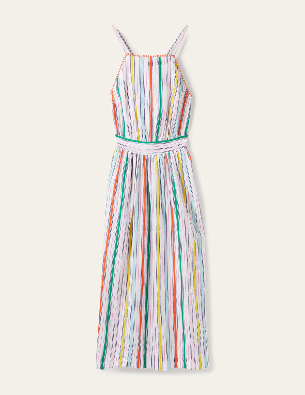 Stripe Halterneck Midi Dress-Sweetcorn and Green Pepper-6