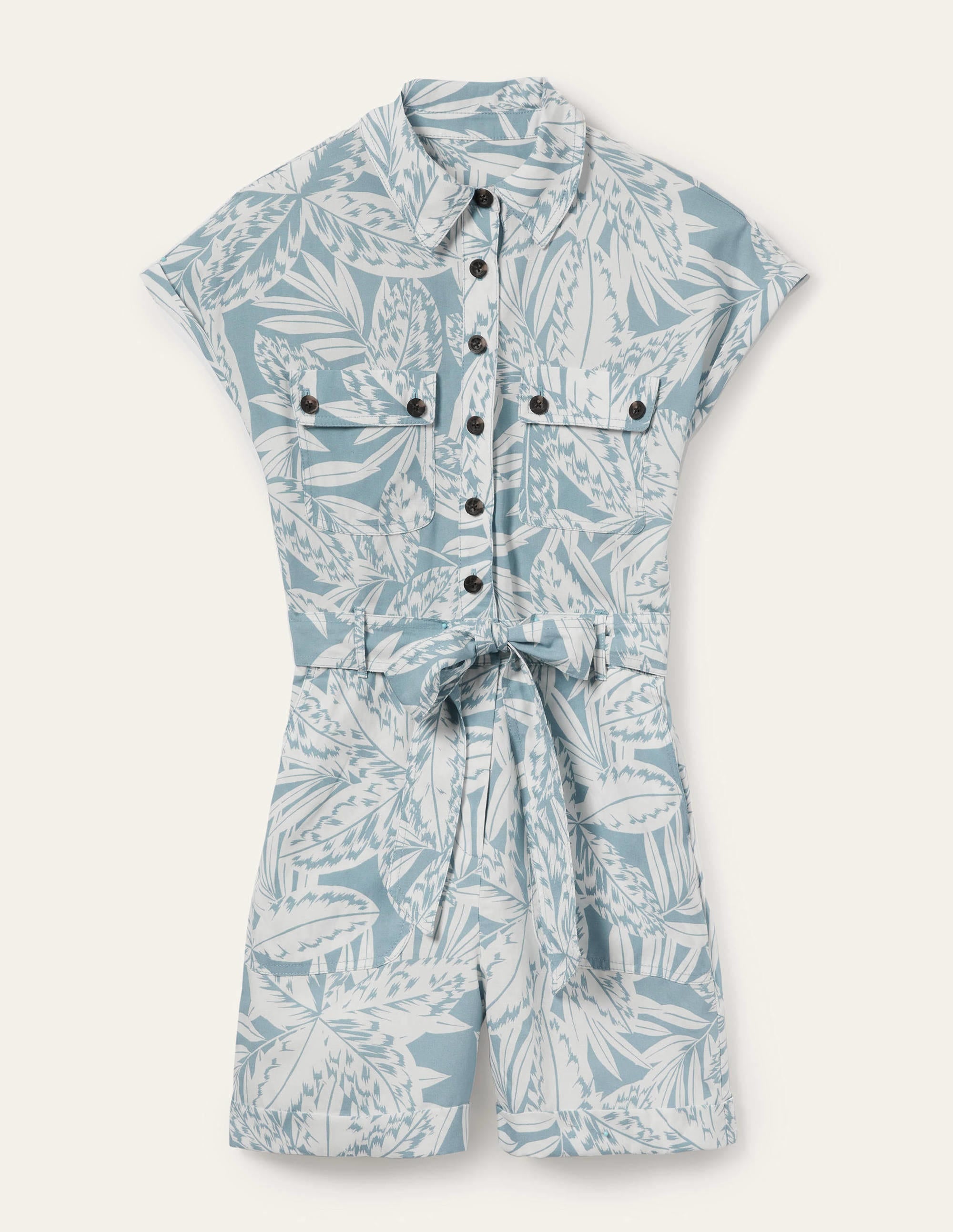 Pocket Detail Playsuit-Mountain Spring, Exotic Leaves - Image 5