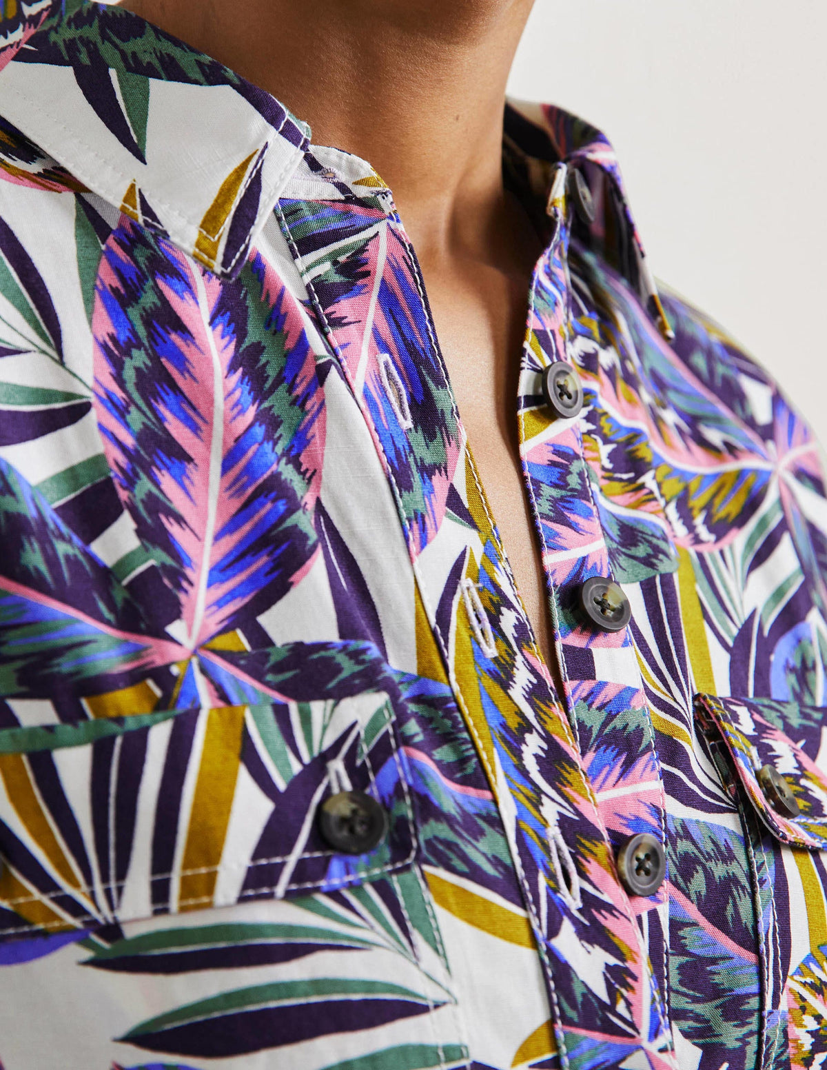 Pocket Detail Playsuit-Multi, Exotic Leaves - Image 5