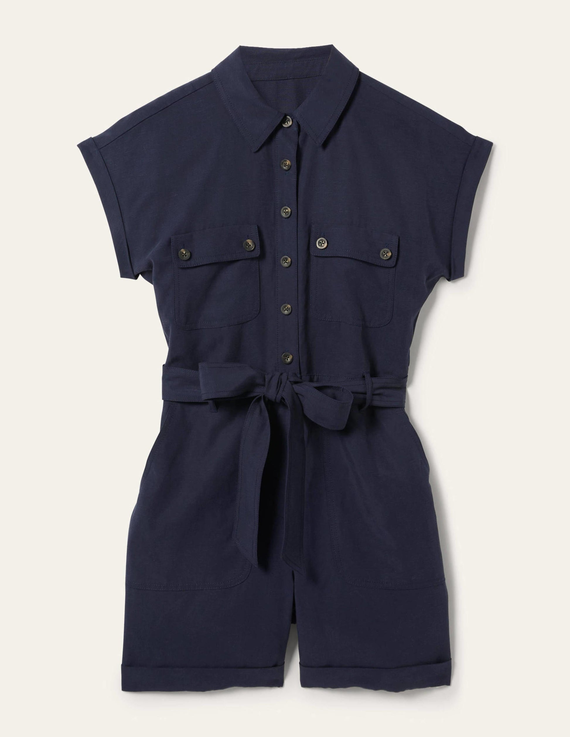 Pocket Detail Playsuit-NAVY-6