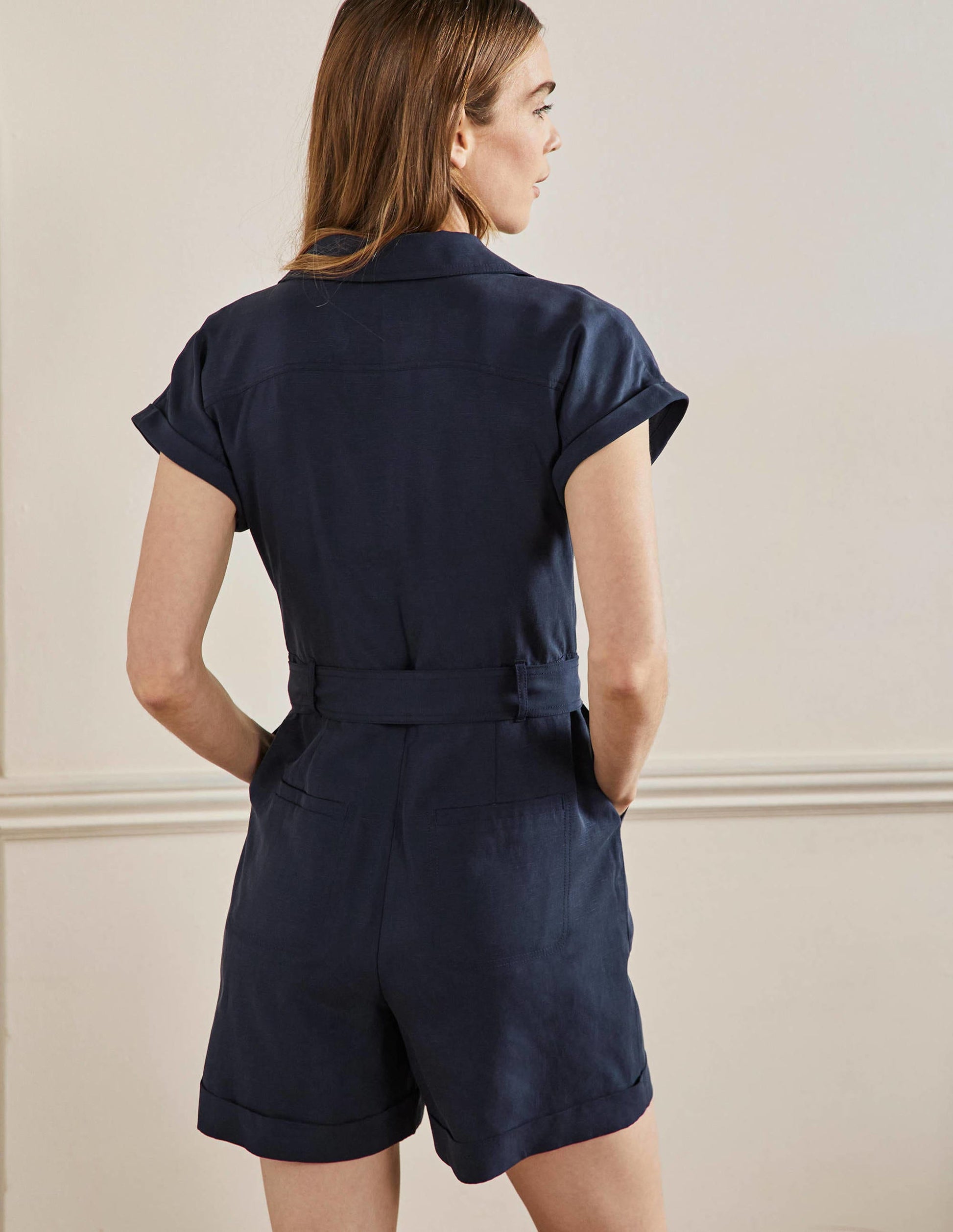 Pocket Detail Playsuit-NAVY-3