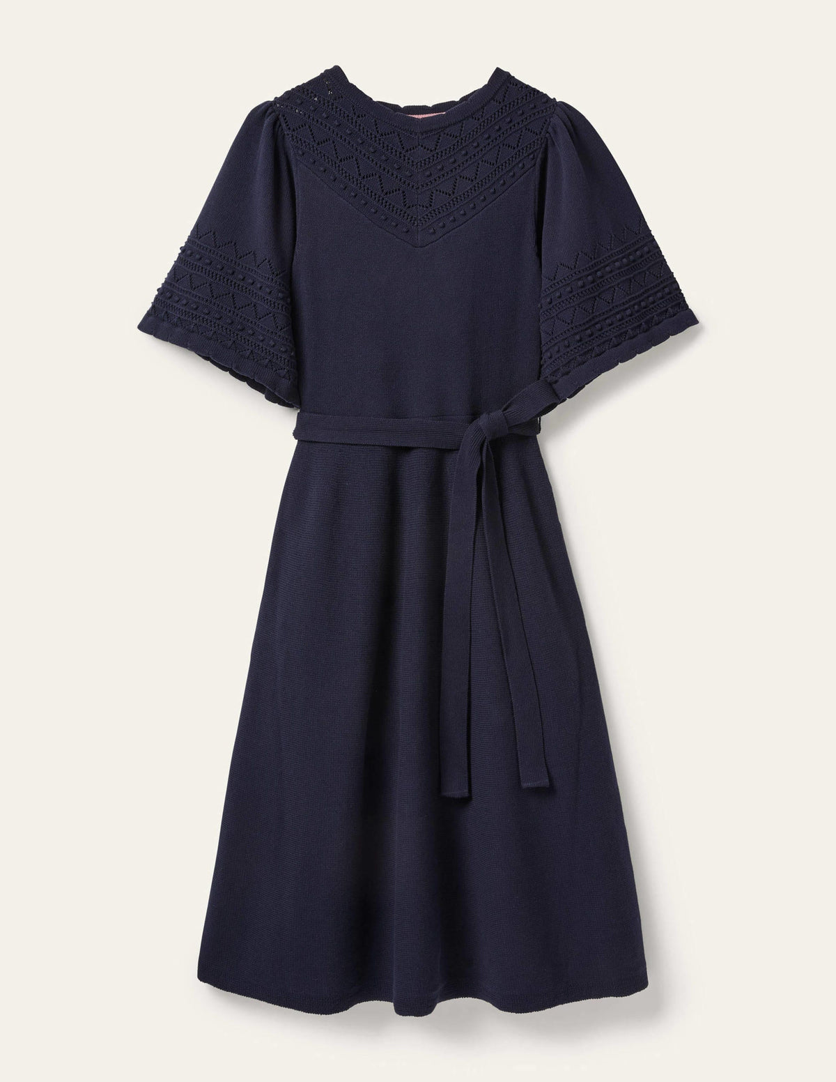 Wide Sleeve Knitted Dress-Navy - Image 6