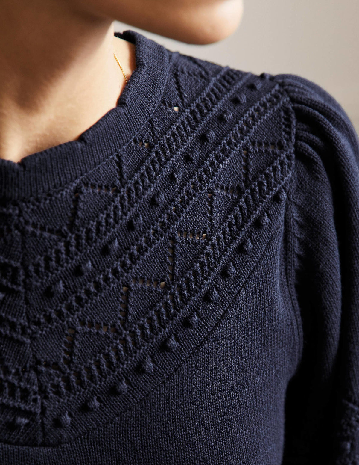 Wide Sleeve Knitted Dress-Navy-5