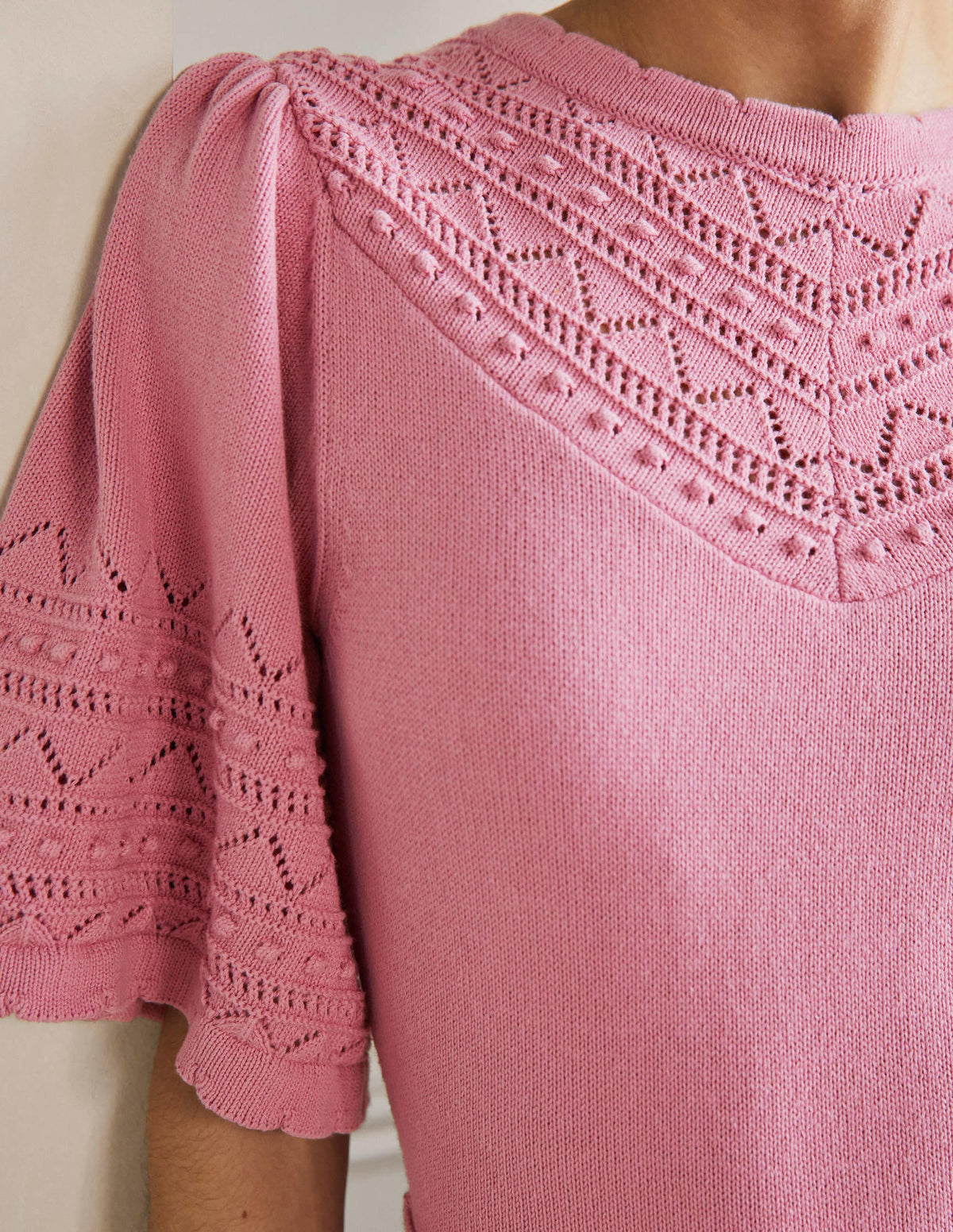 Wide Sleeve Knitted Dress-Formica Pink-2