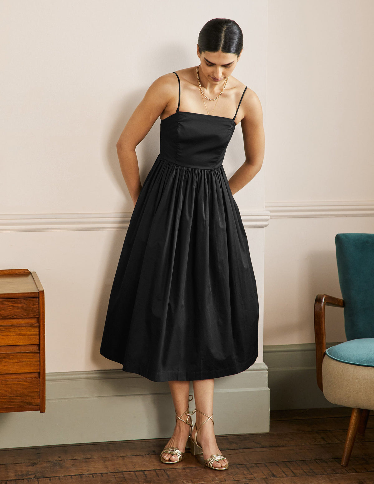 Emily Strapless Midi Dress-Black - Image 2