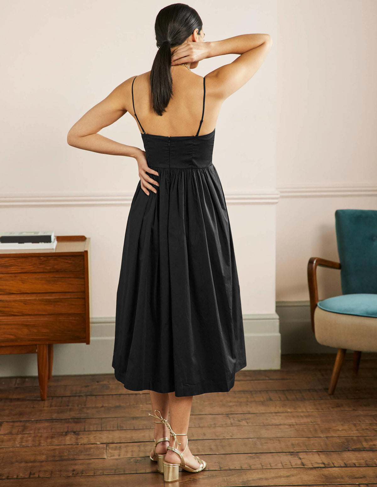 Emily Strapless Midi Dress-Black - Image 3