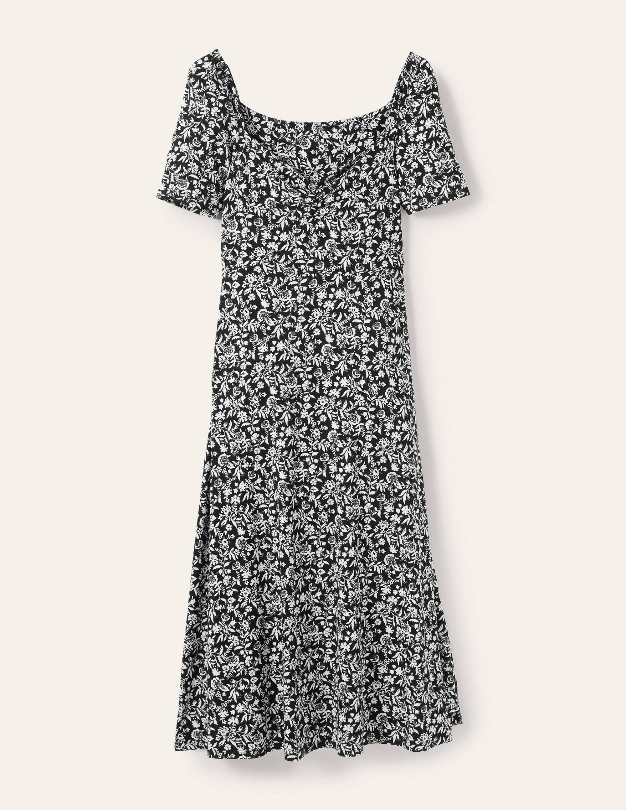 Sweetheart Jersey Midi Dress-Black, Flora Charm - Image 6