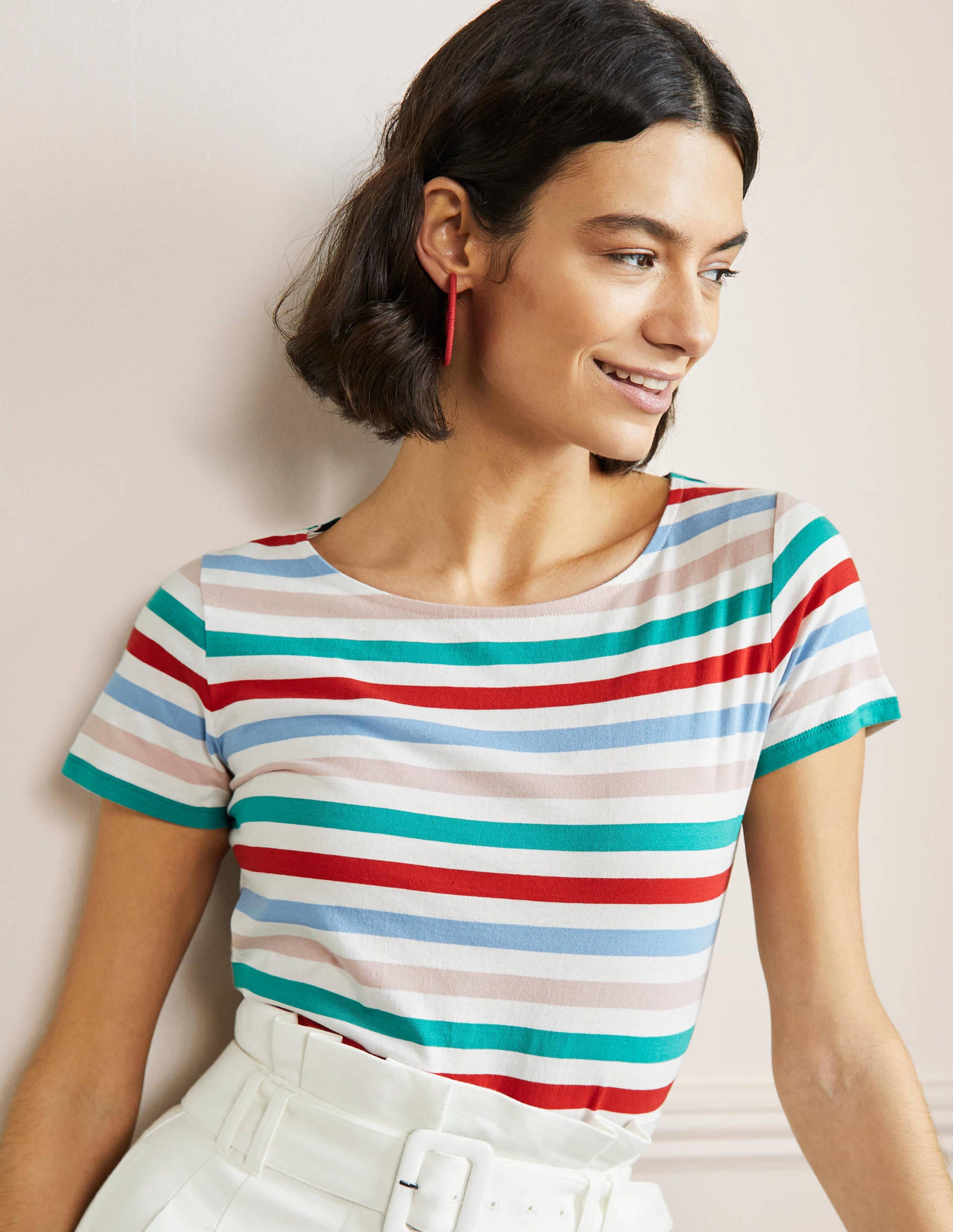 Short Sleeve Breton T-Shirt-Clover / Dusty Blue Stripe - Image 1