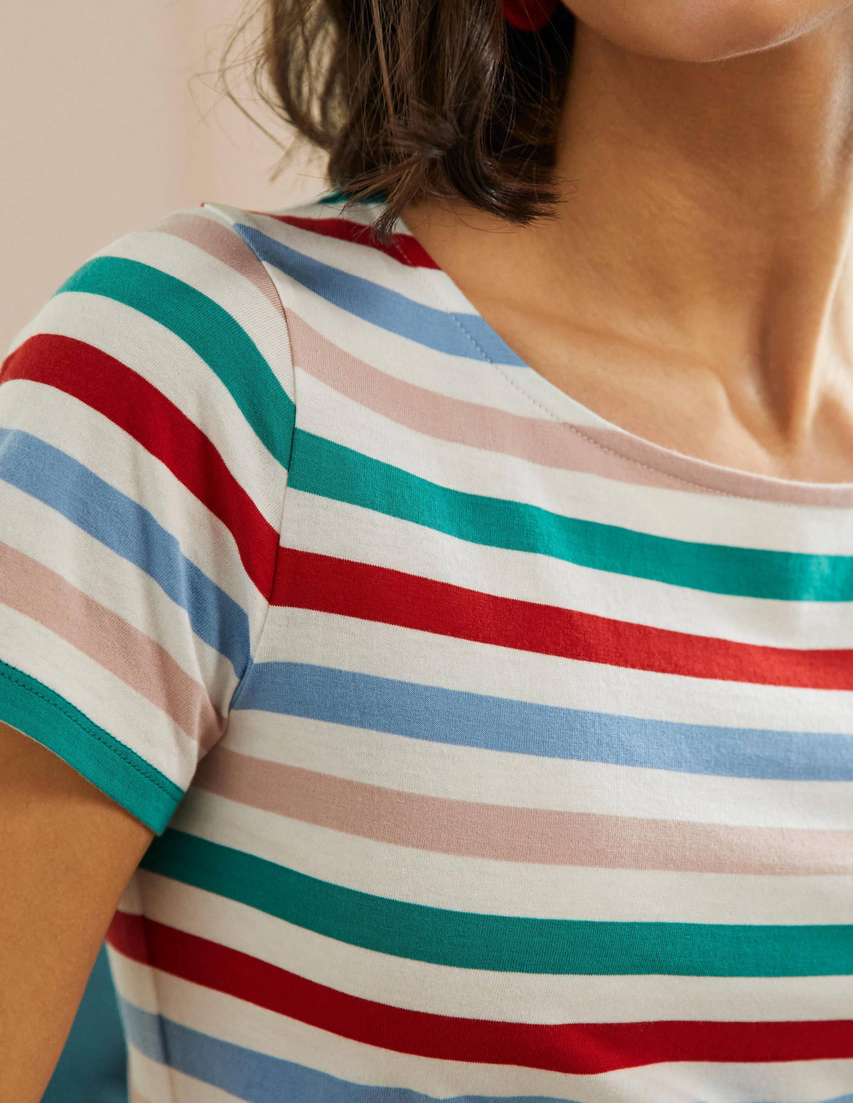 Short Sleeve Breton T-Shirt-Clover / Dusty Blue Stripe - Image 2