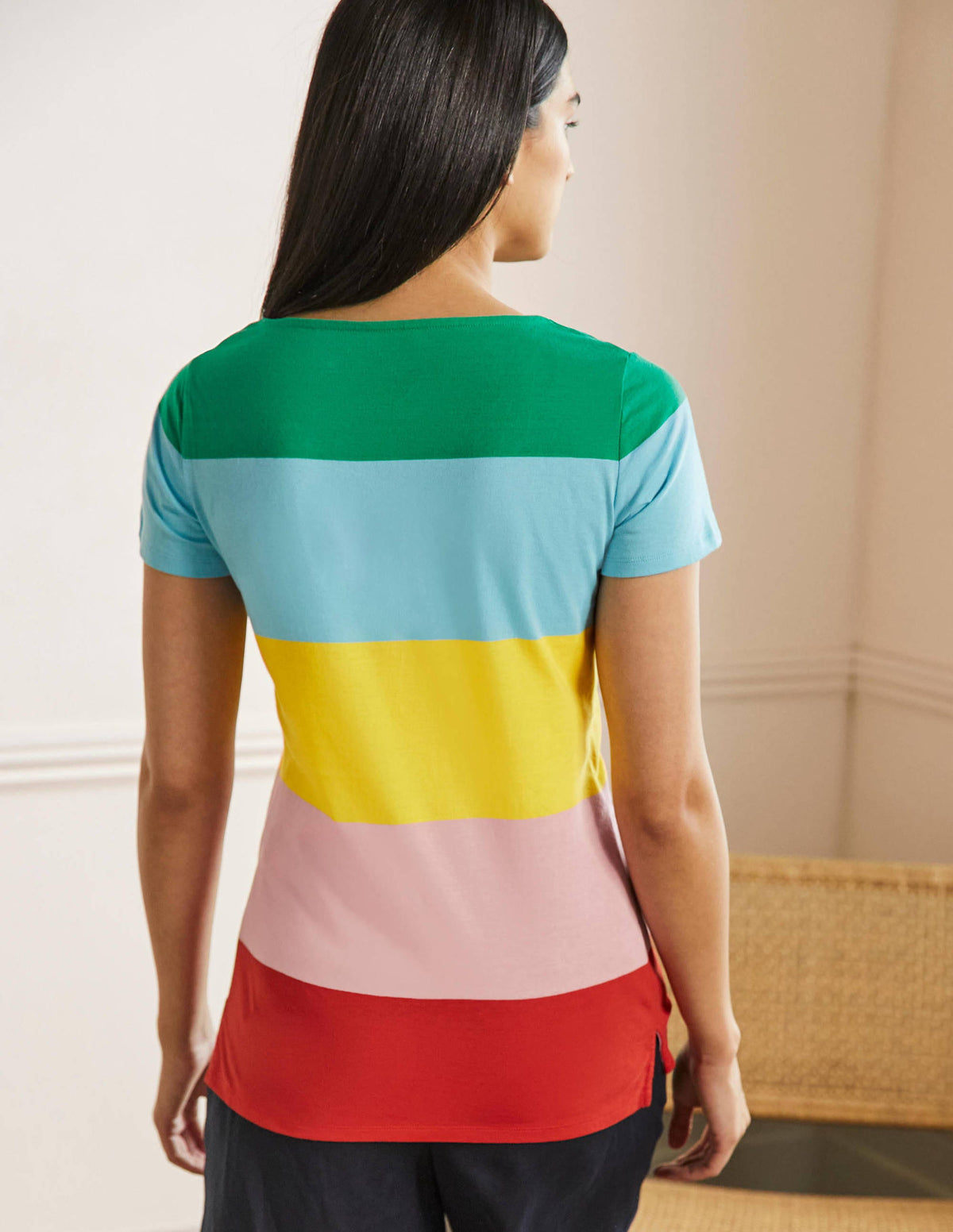 Short Sleeve Breton T-Shirt-Rainbow Wide Stripe - Image 3