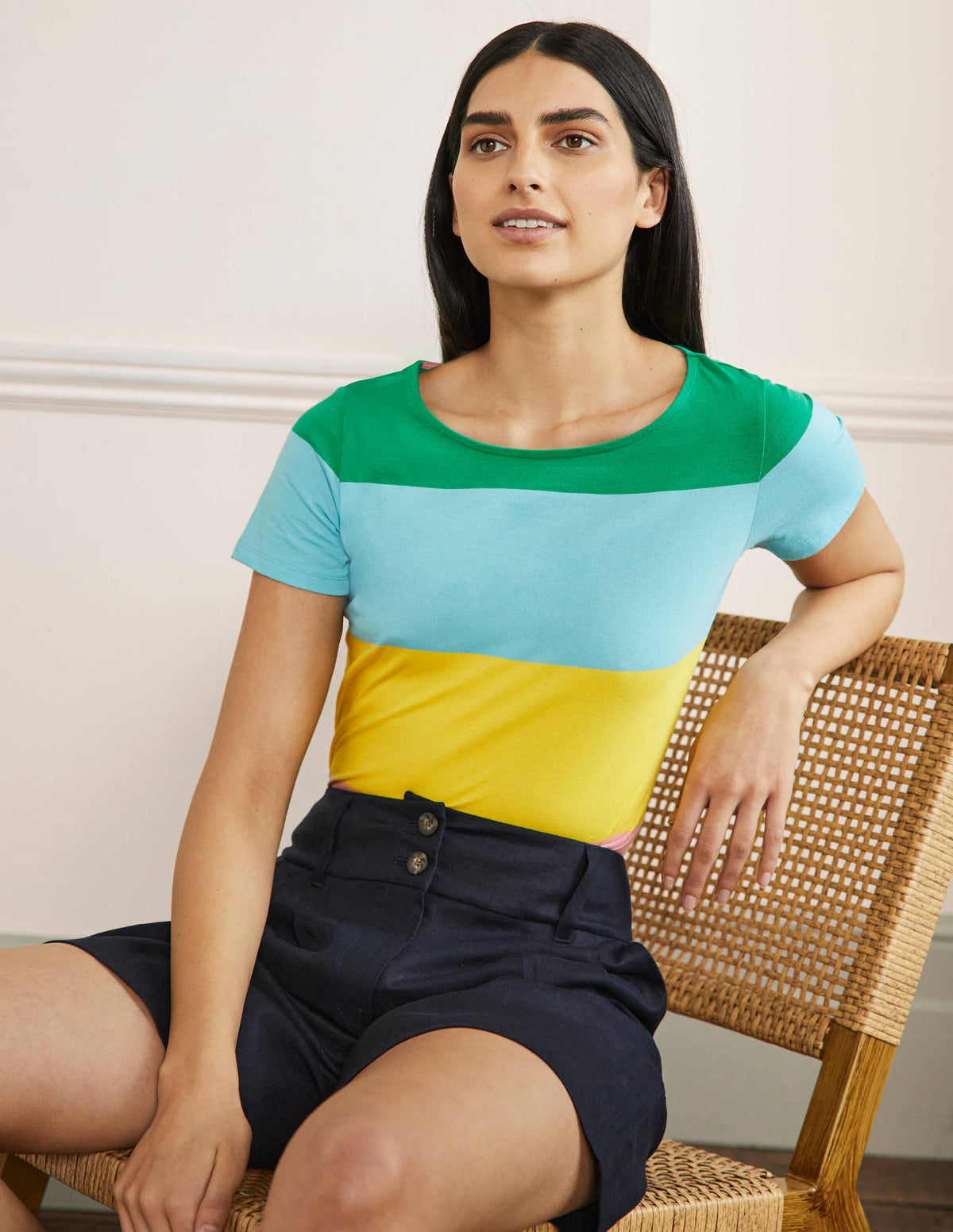 Short Sleeve Breton T-Shirt-Rainbow Wide Stripe - Image 4