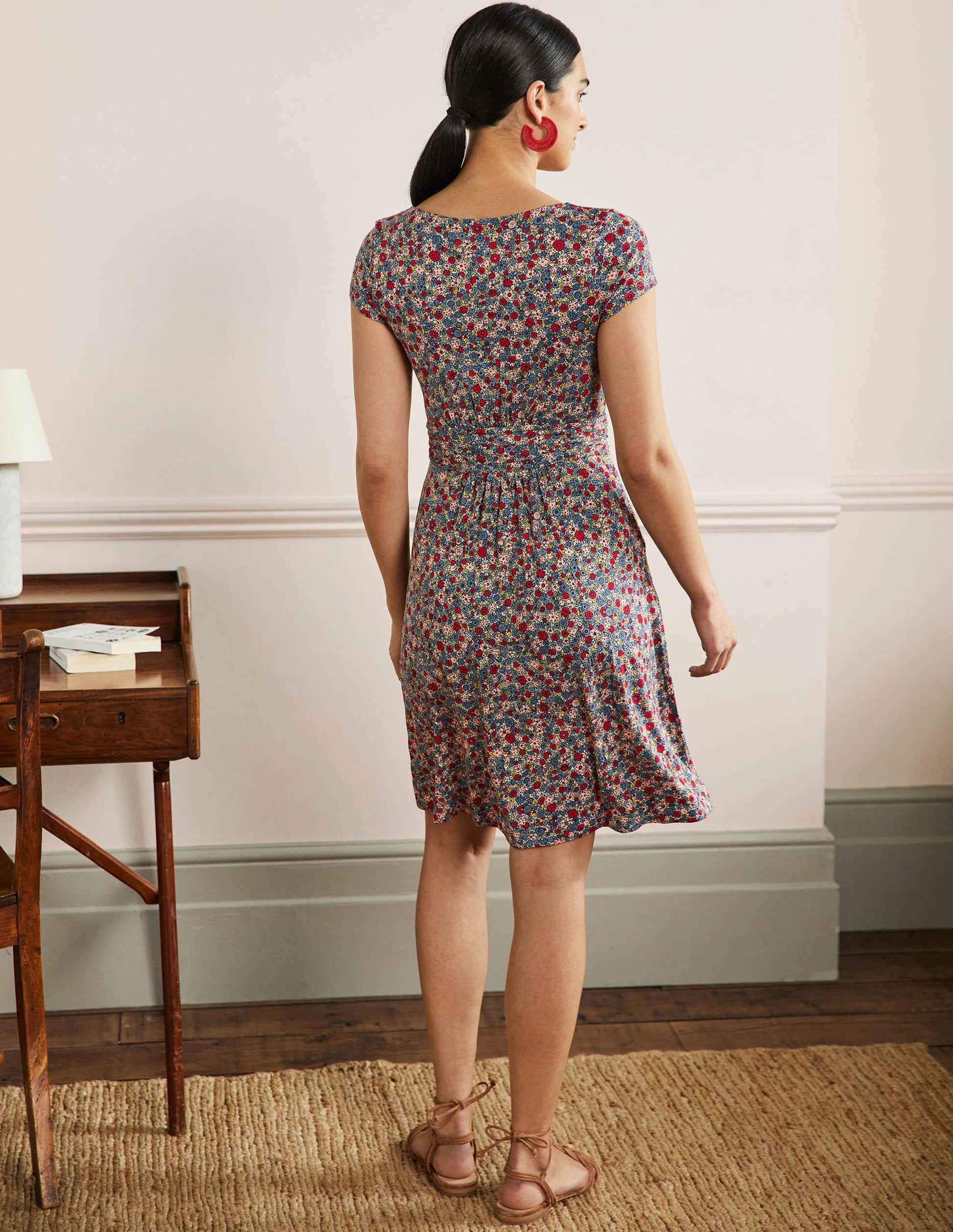 Amelie Jersey Dress-Riviera Blue, Floret Cluster-3