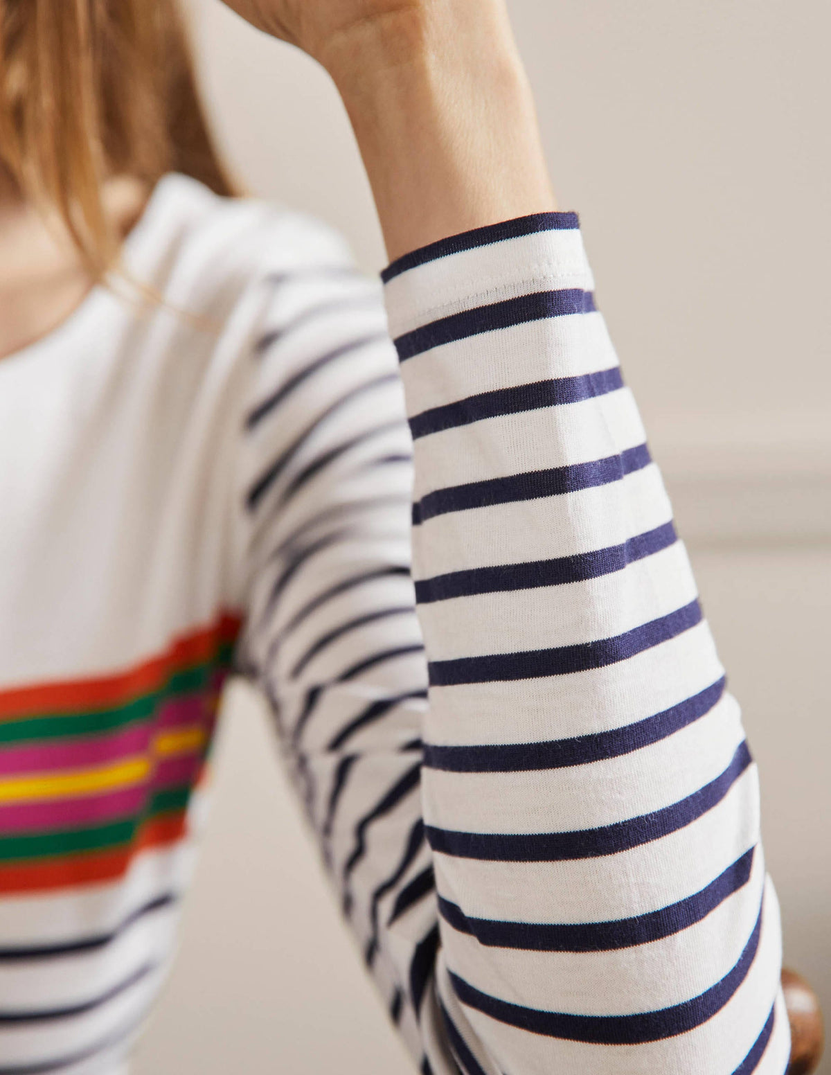 Long Sleeve Breton Top-Tropical Chest Stripe-2