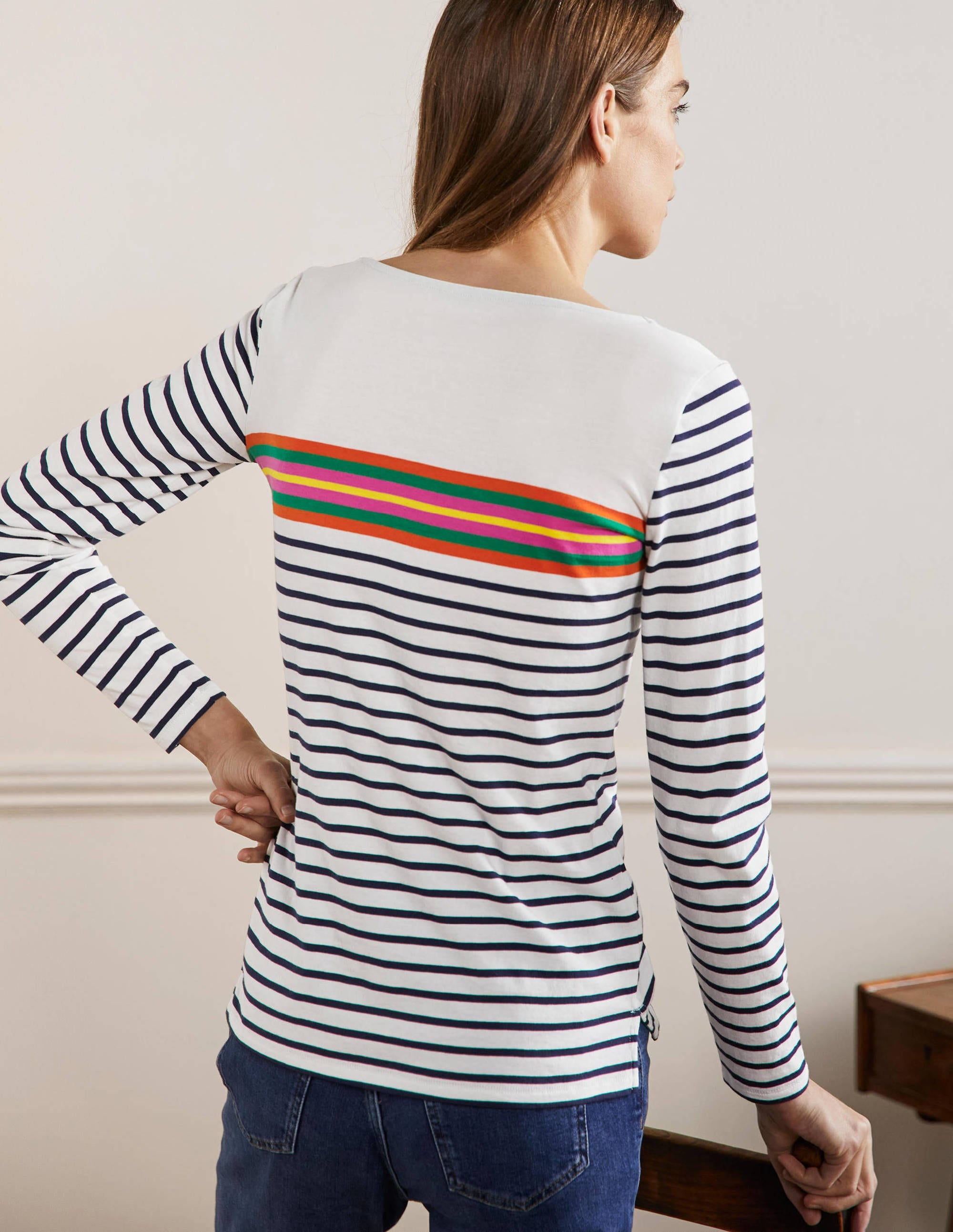 Long Sleeve Breton Top-Tropical Chest Stripe - Image 3