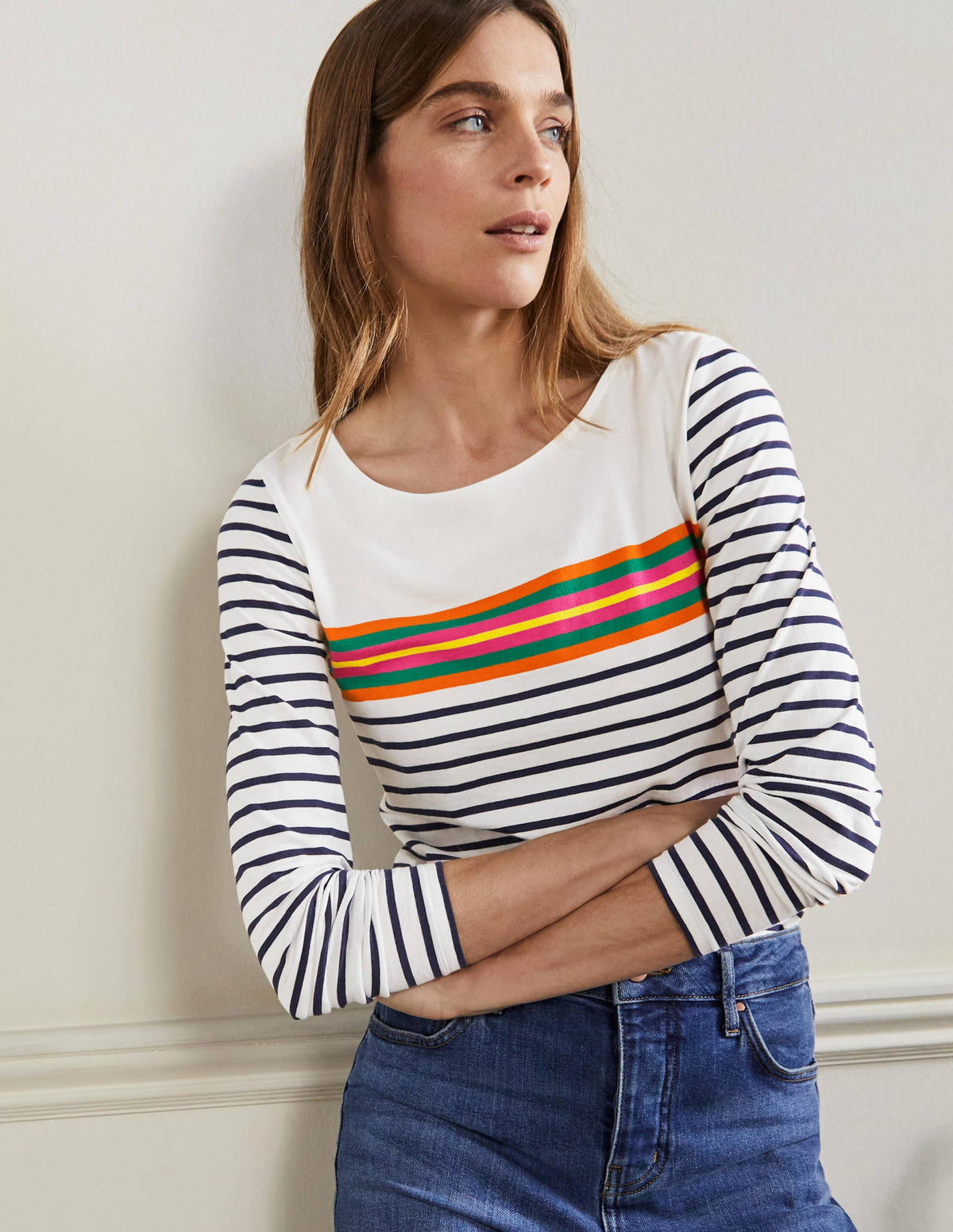Long Sleeve Breton Top-Tropical Chest Stripe - Image 5