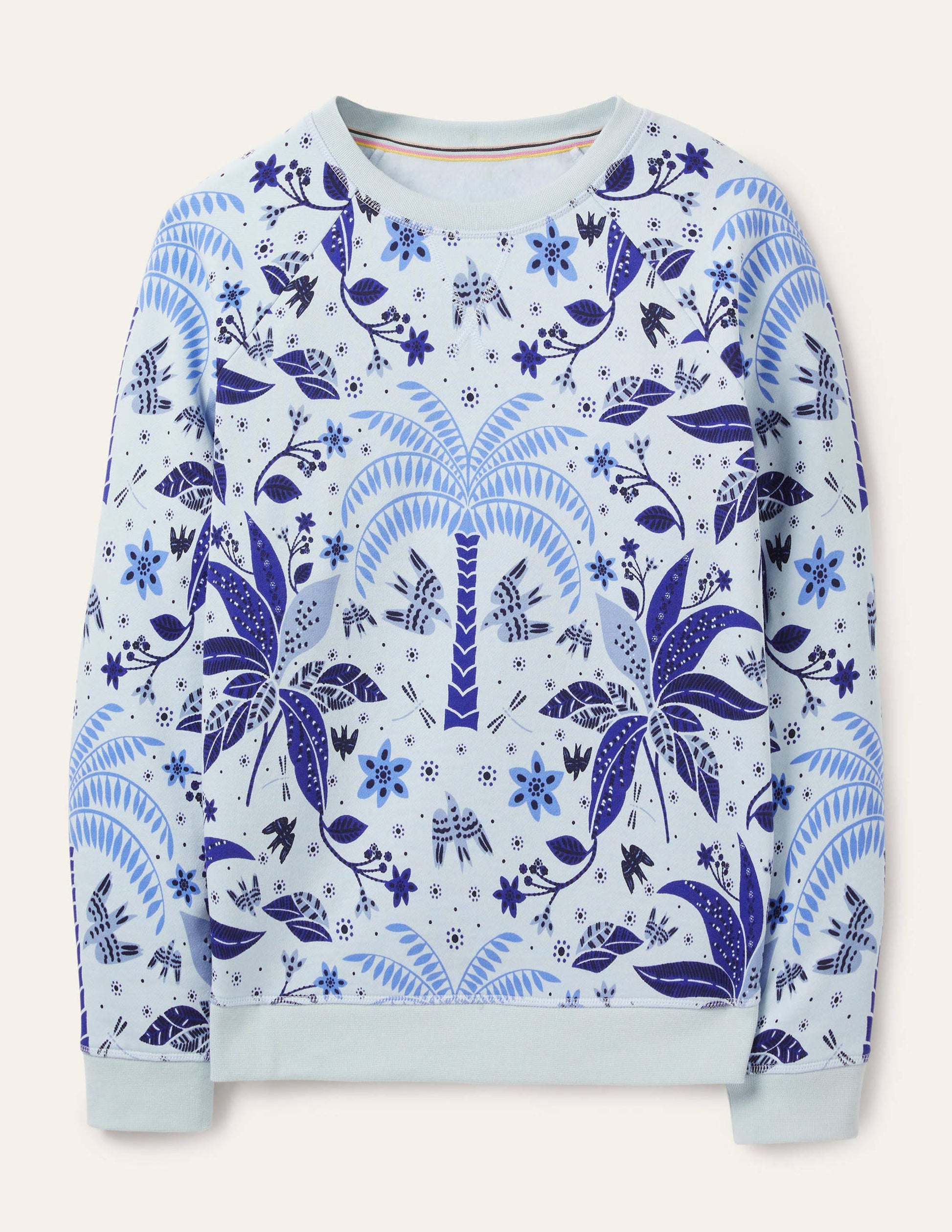 Printed Cotton Sweatshirt-Blue, Oriental Cascade-5