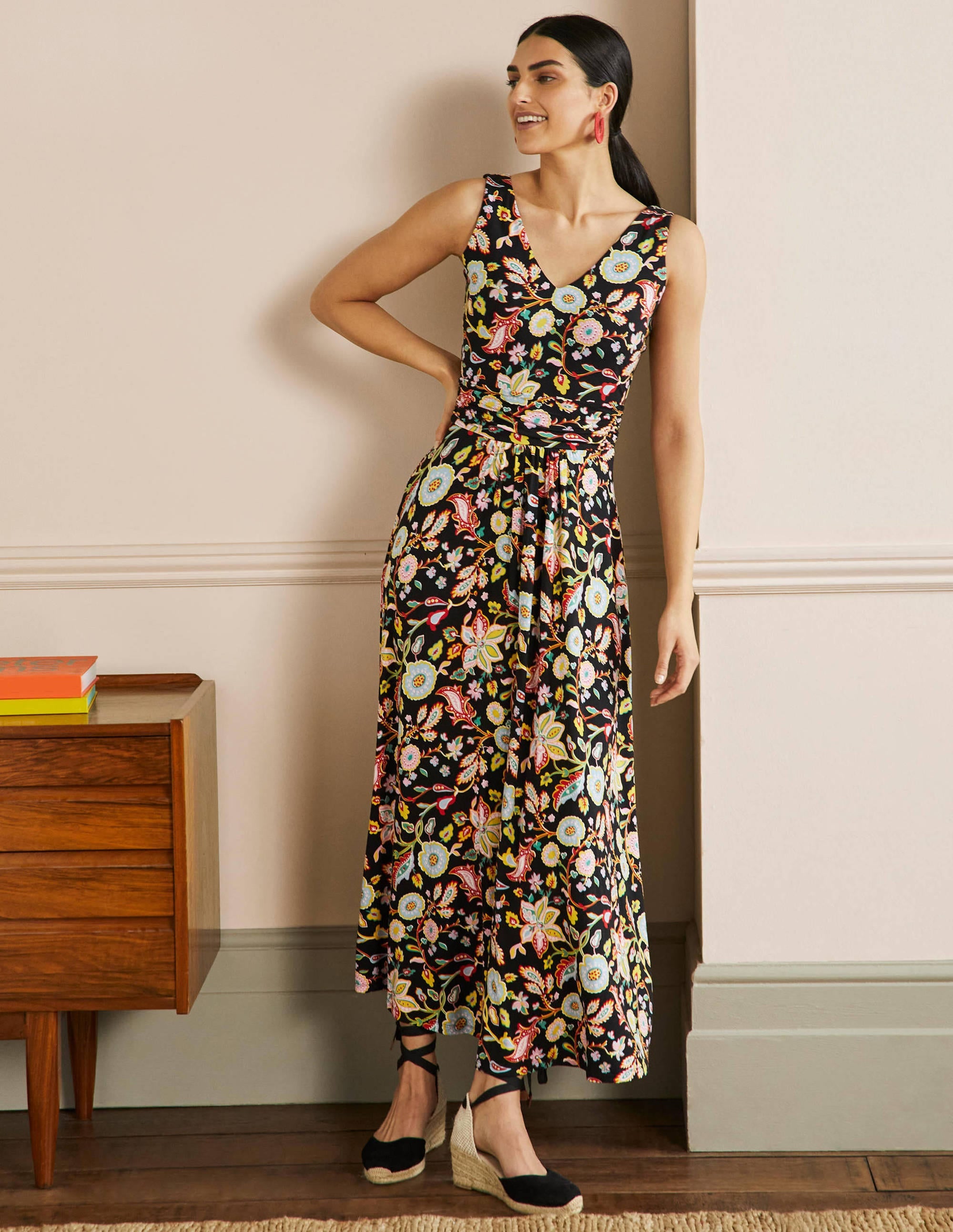Sienna Jersey Maxi Dress-Black, Opulent Paradise - Image 1