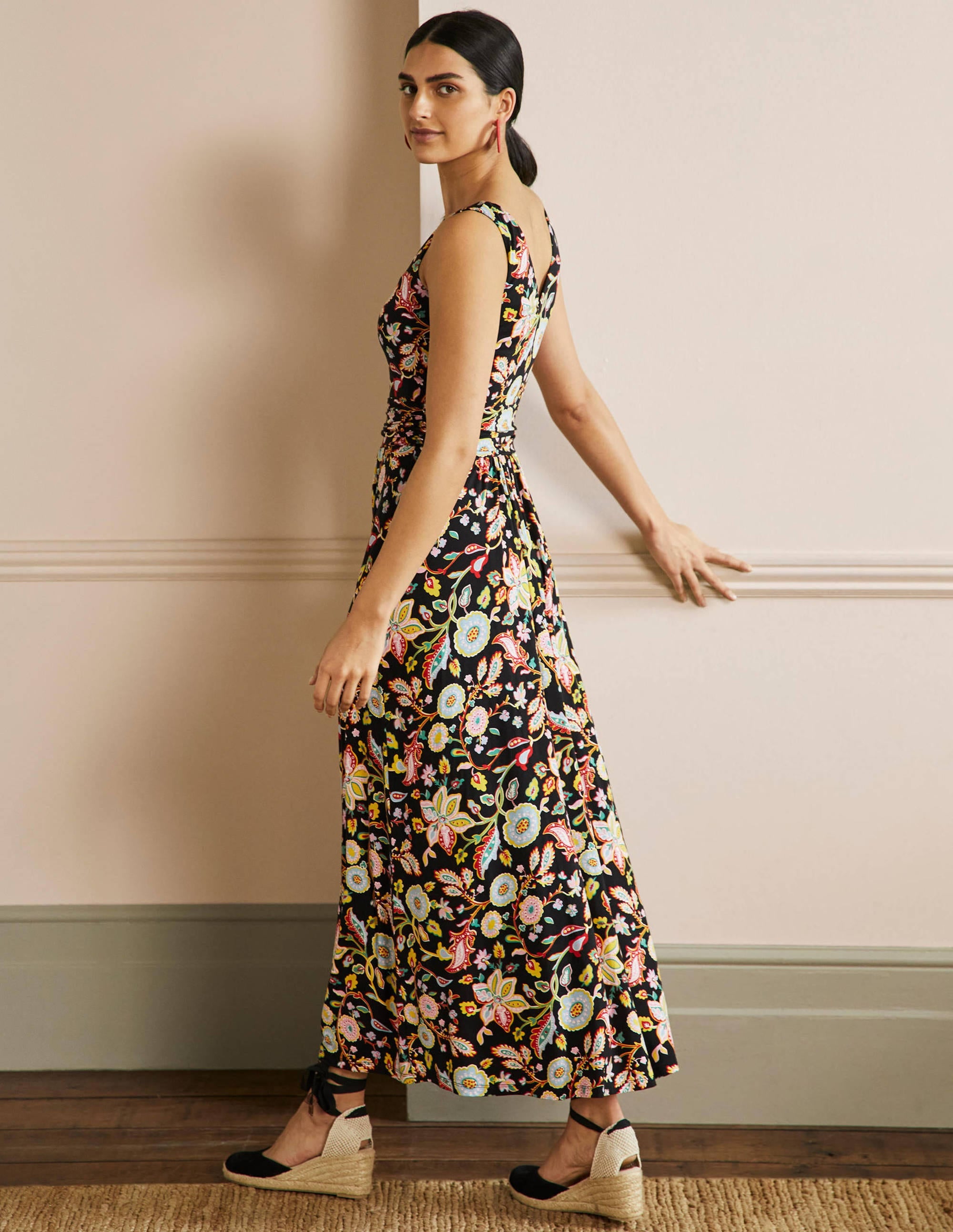Sienna Jersey Maxi Dress-Black, Opulent Paradise - Image 3