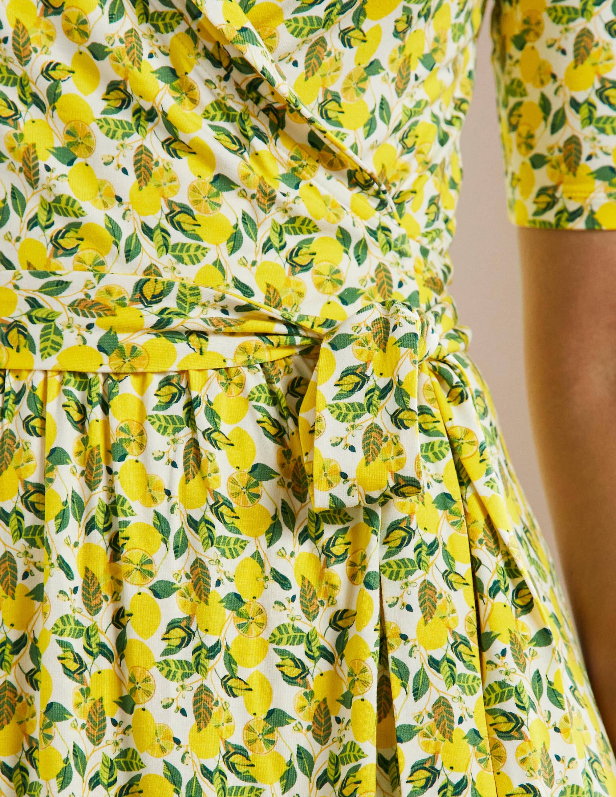 Lavinia Jersey Wrap Dress-Ivory, Lemon Vine - Image 2