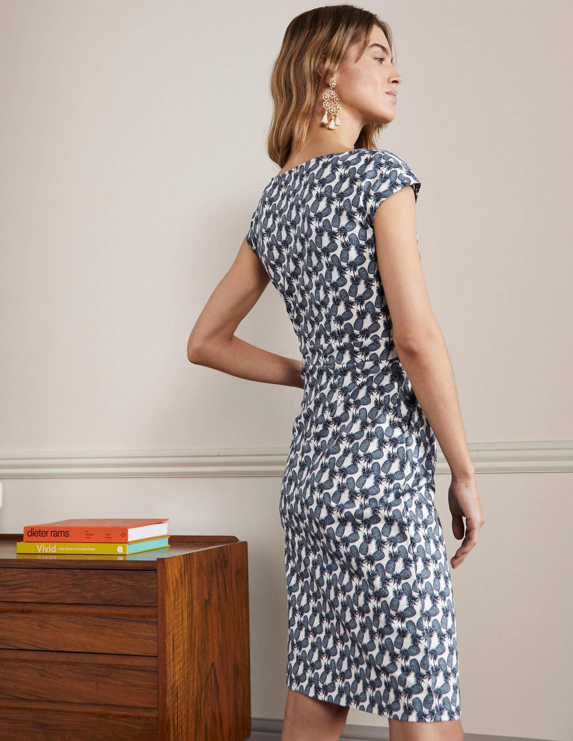 Florrie Jersey Dress-Ivory, Pineapple cluster-3