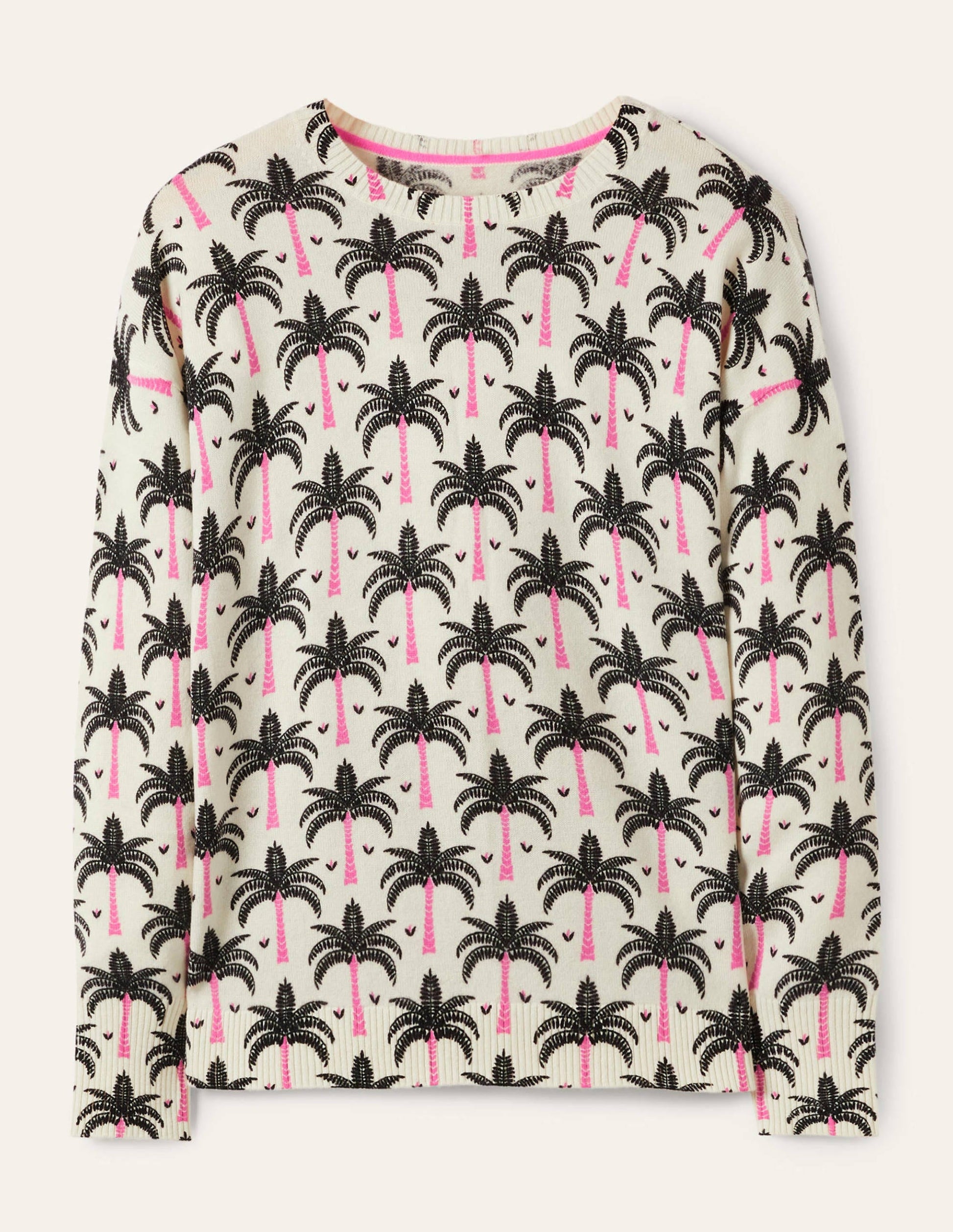 Margot Cashmere Jumper-Ivory, Paradise Palm-5